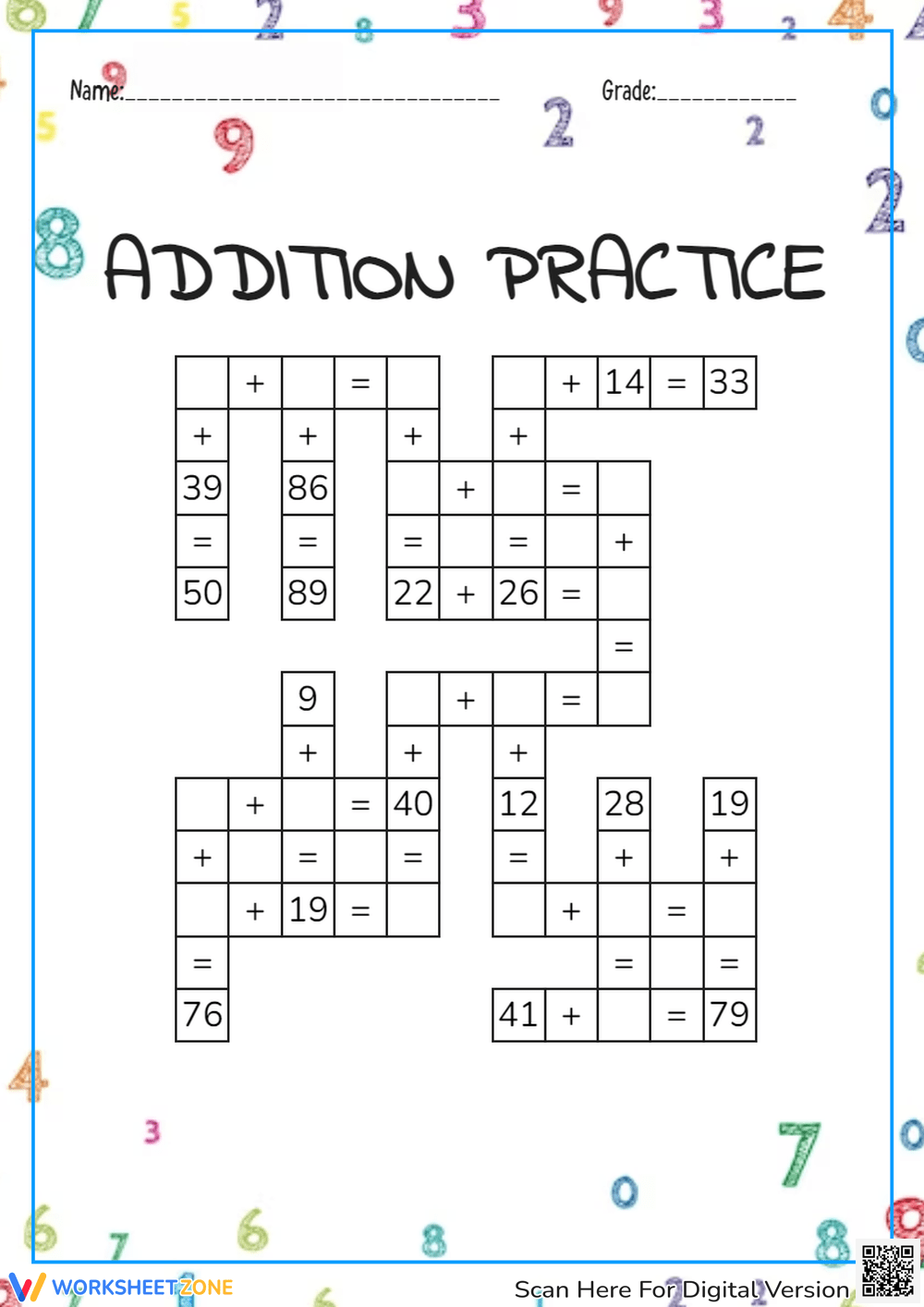 2nd Grade Math Crossword Puzzles Printable