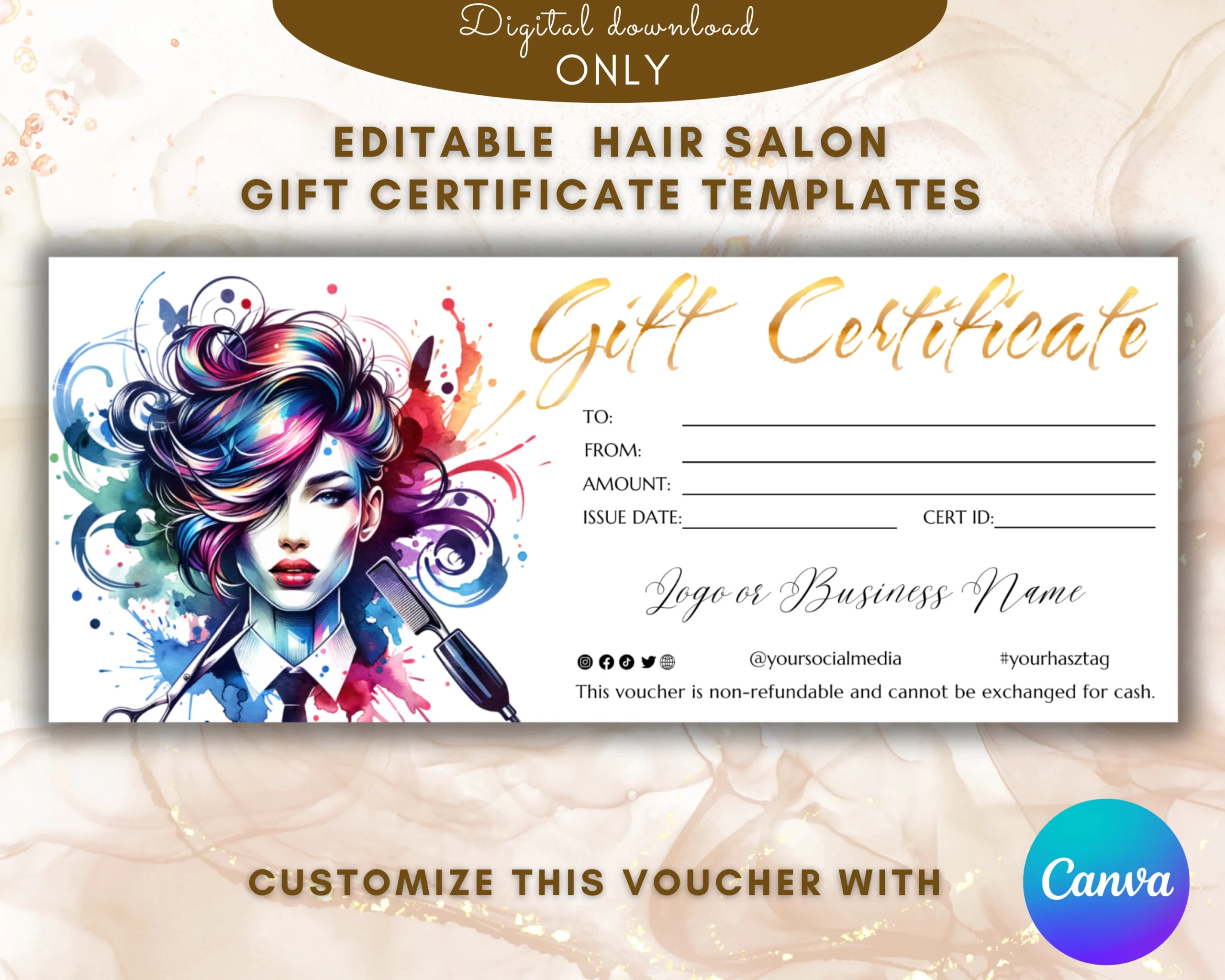 Free Printable Hair Salon Gift Certificate Template