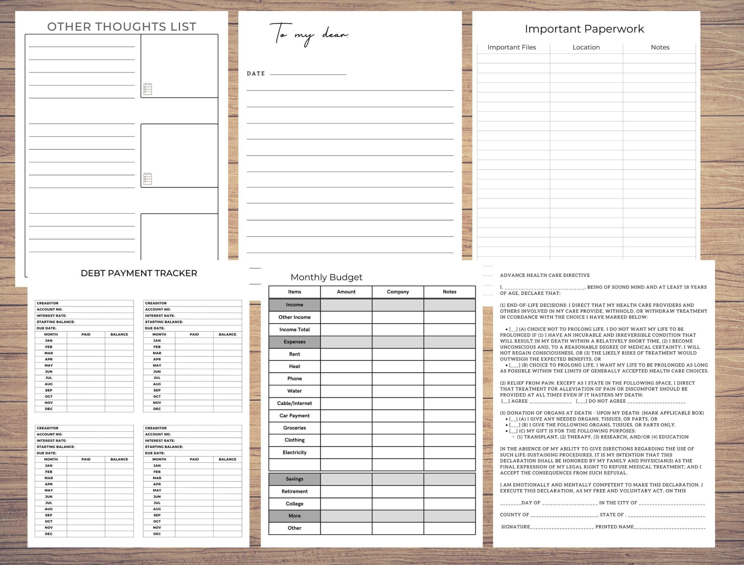 Free Printable End Of Life Planner Template Word