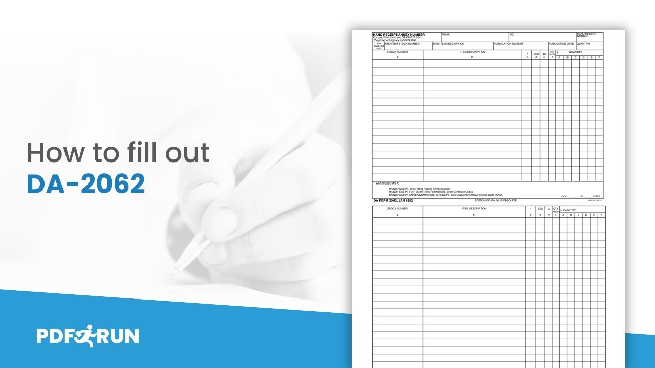 How To Fill Out DA 2062 Or Hand Receipt Annex Number Online PDFRun
