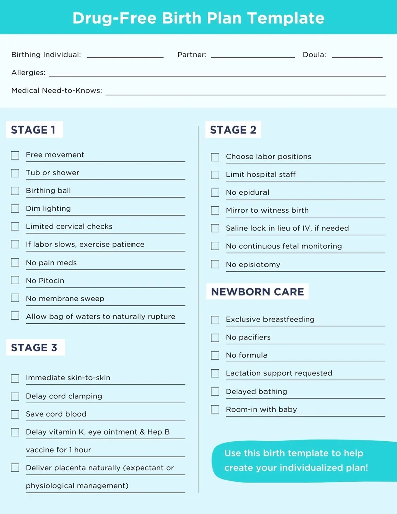 Printable Birth Plan Template
