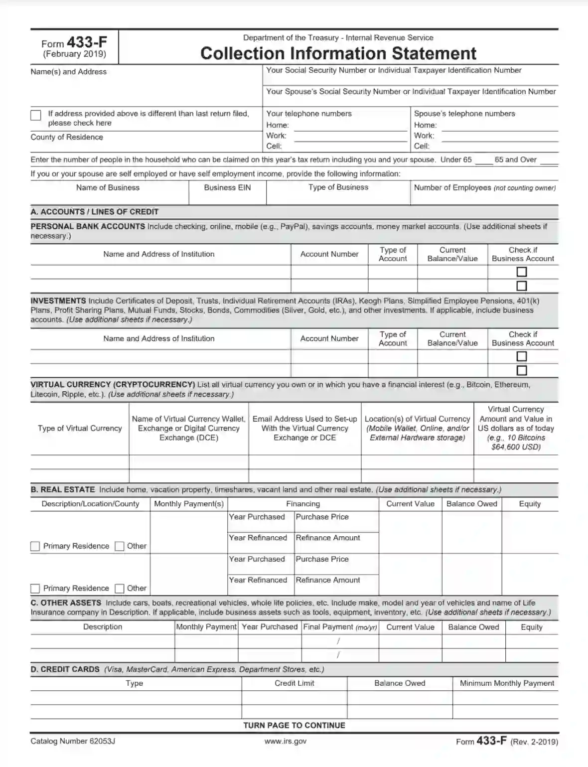 Form 433 A Printable