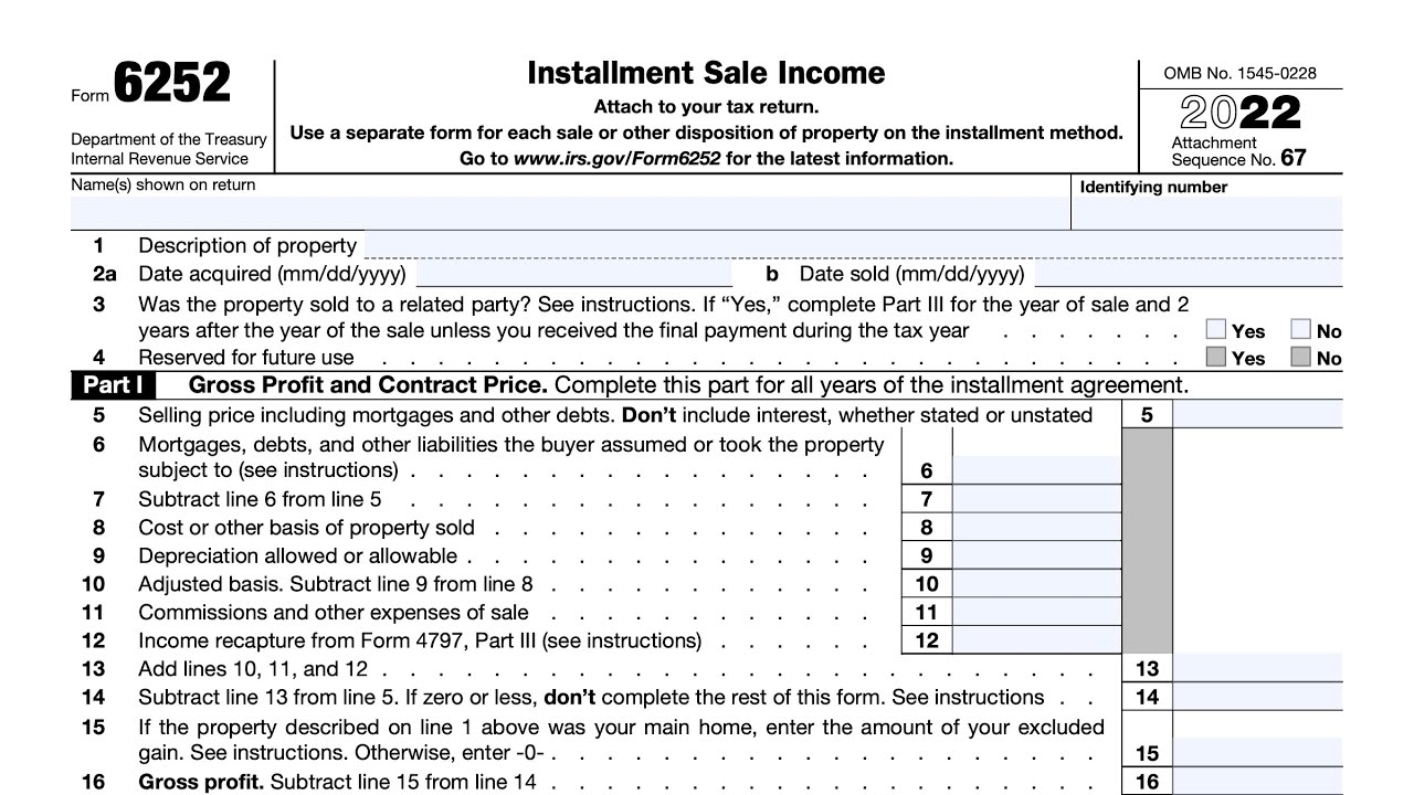 Irs Form 6252 2023