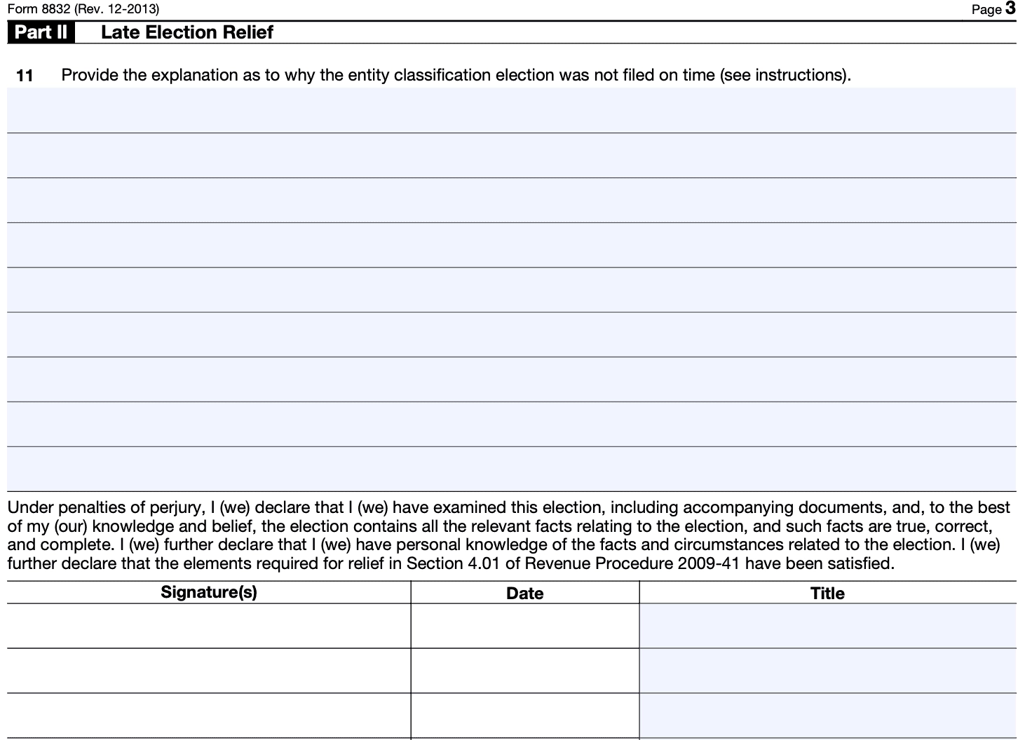 Irs Entity Classification Form 8832