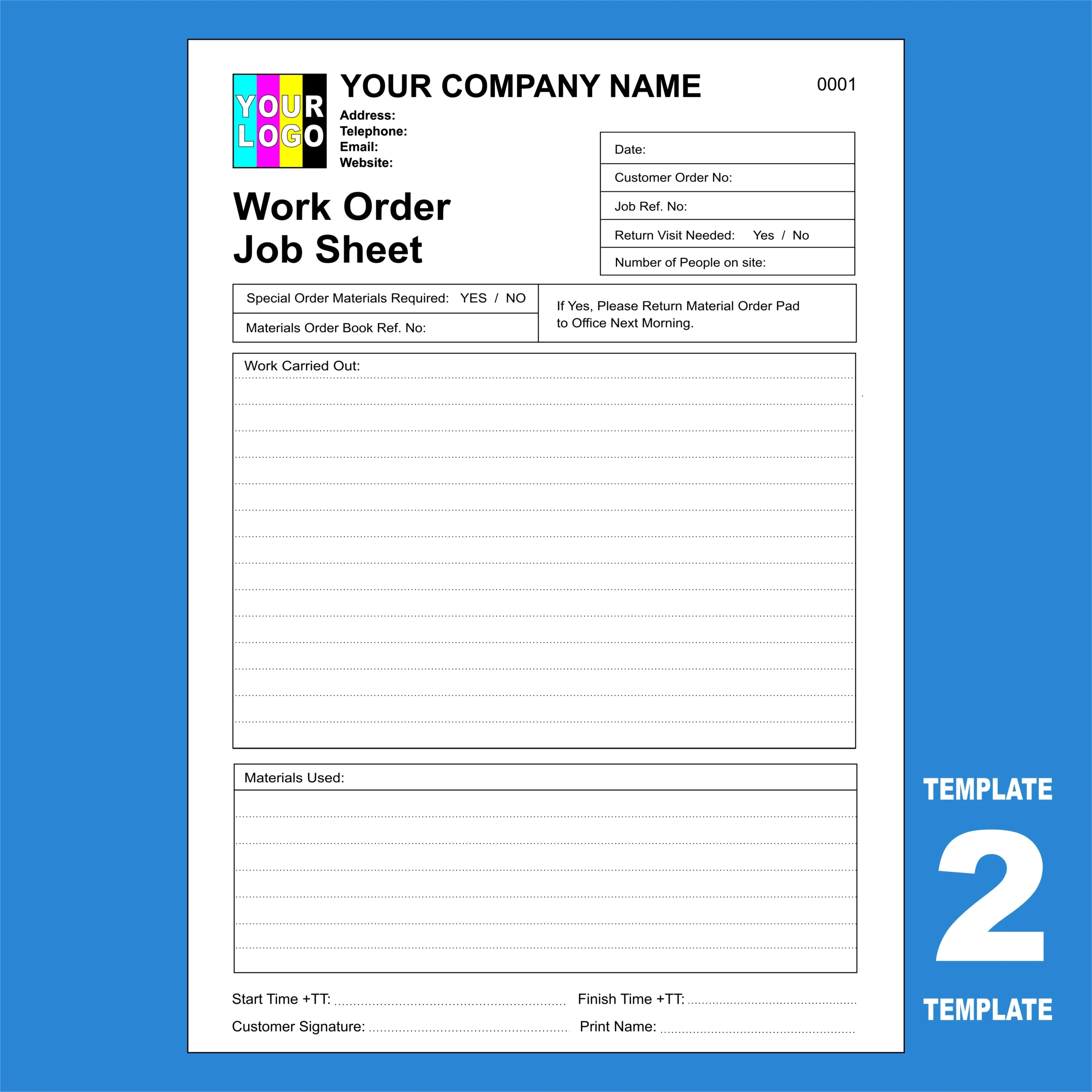 Job Sheet NCR Pads Custom Printing