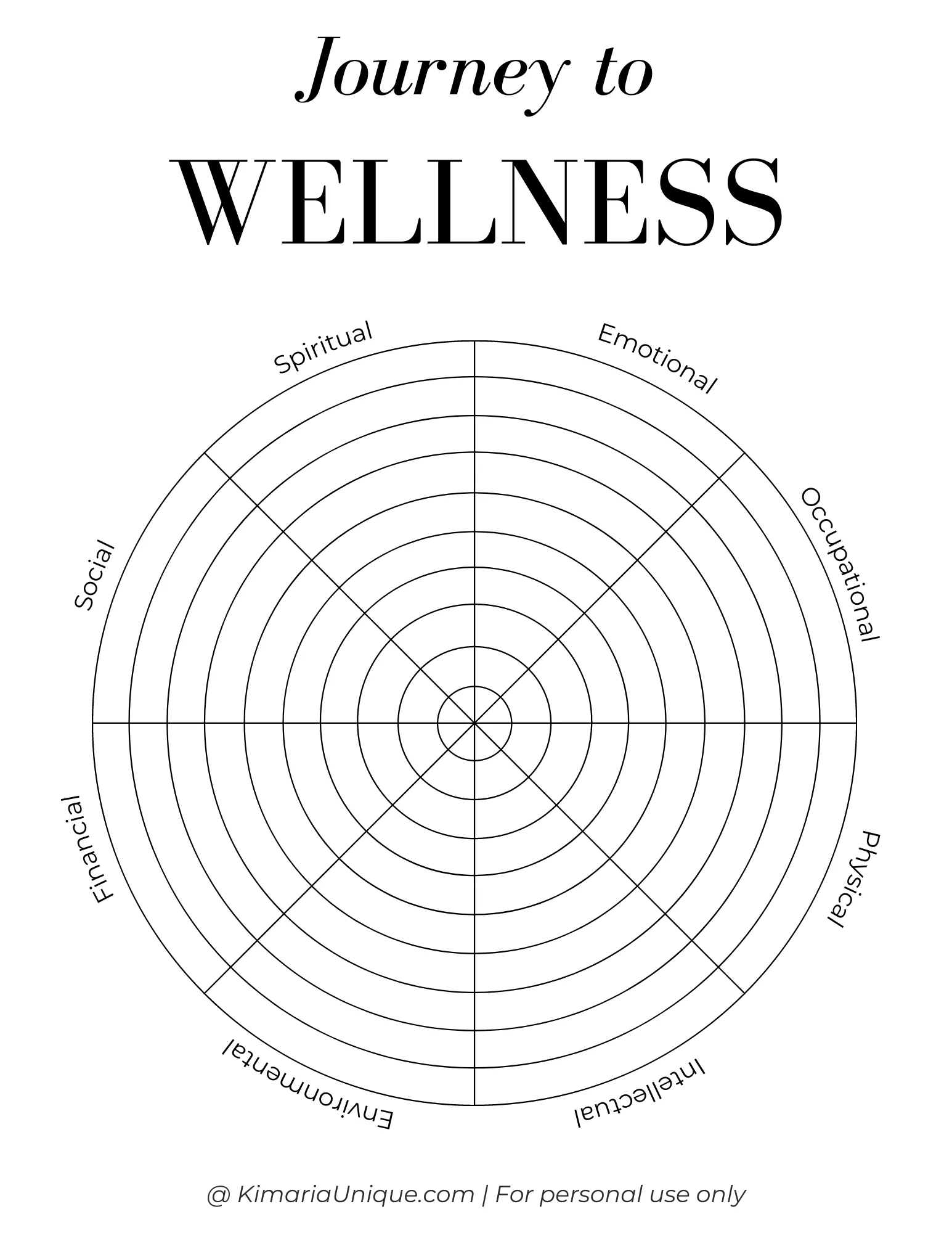 Wellness Wheel Template Free Printable