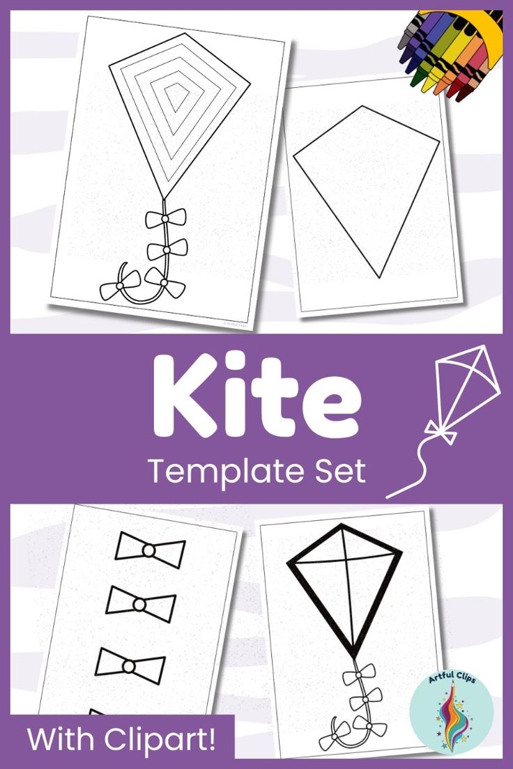 Kite Template Set 24 Printable Full Page Blank Outlines For 