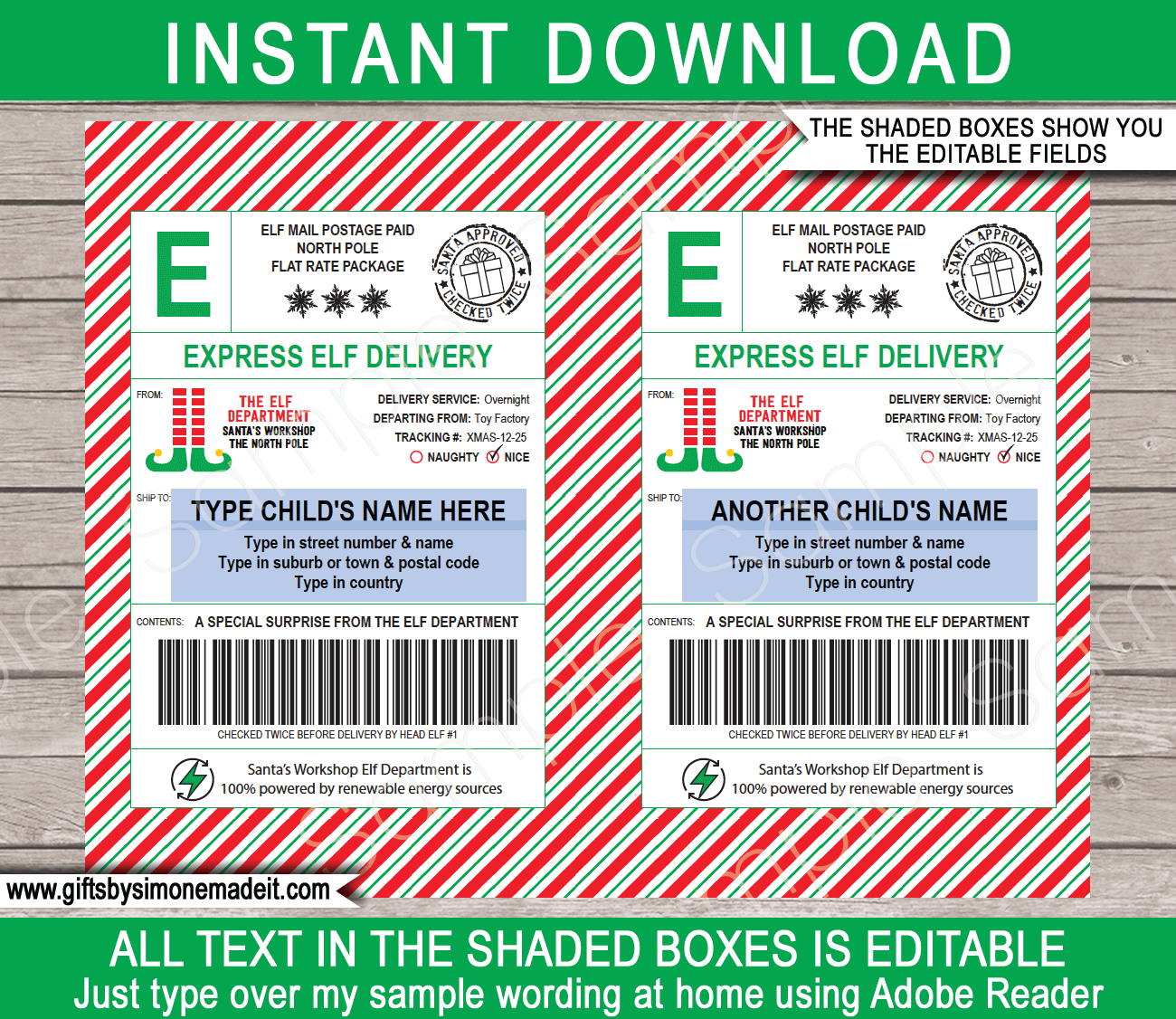 Large Elf Mail Shipping Labels USPS Style