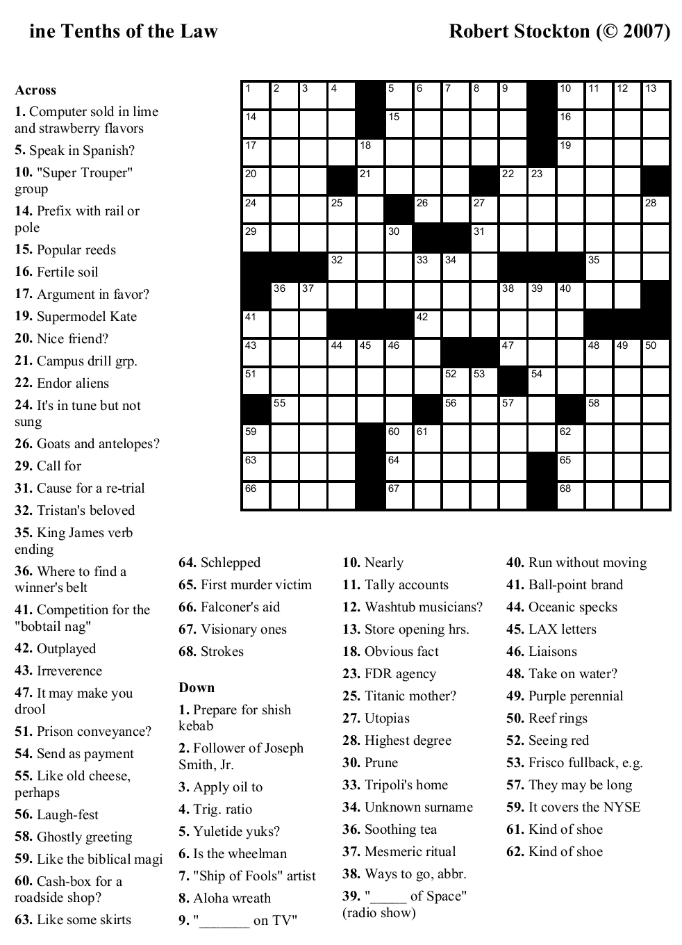Free Crossword Puzzles Are Printable