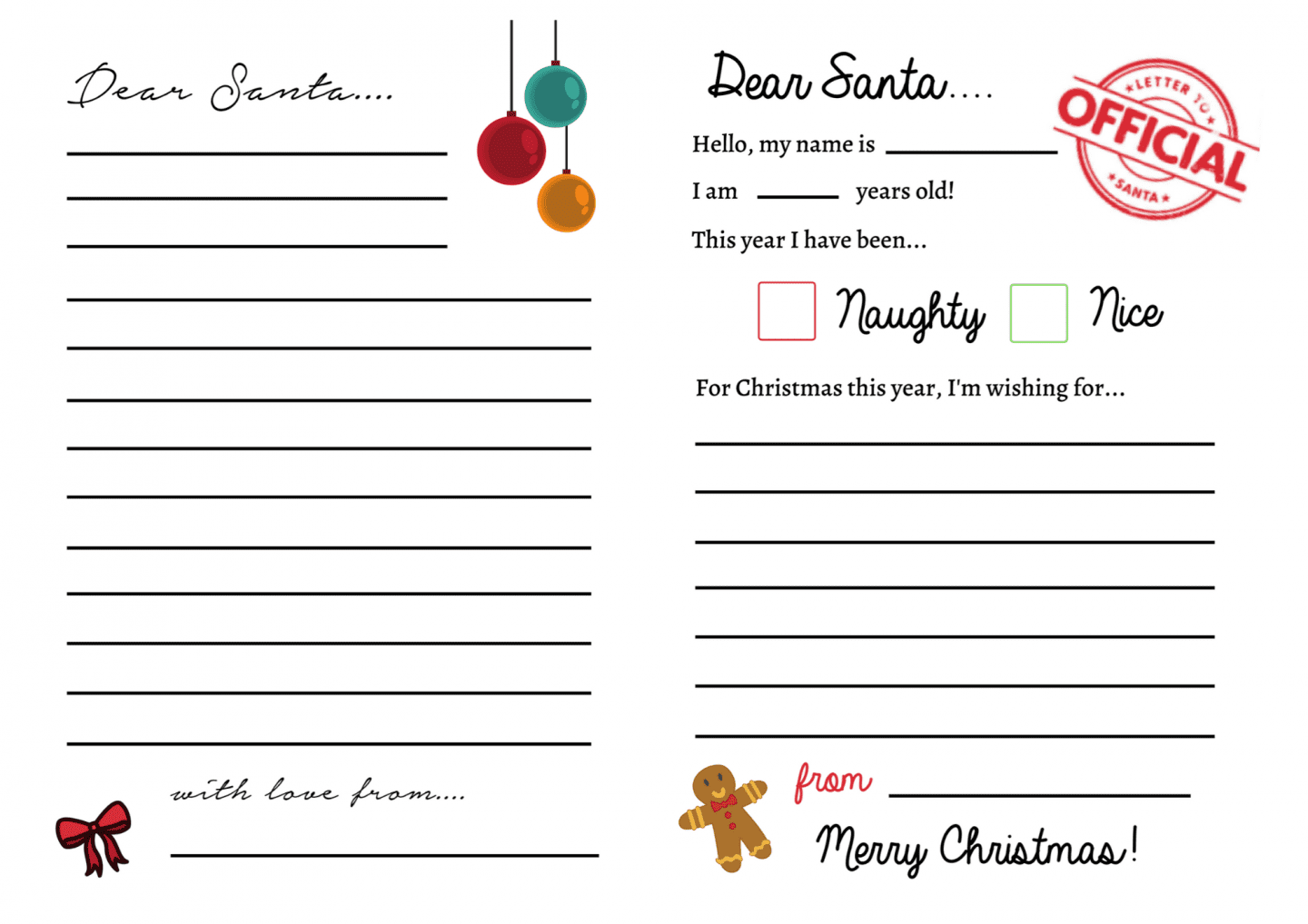 Father Christmas Letter Template Printable Free