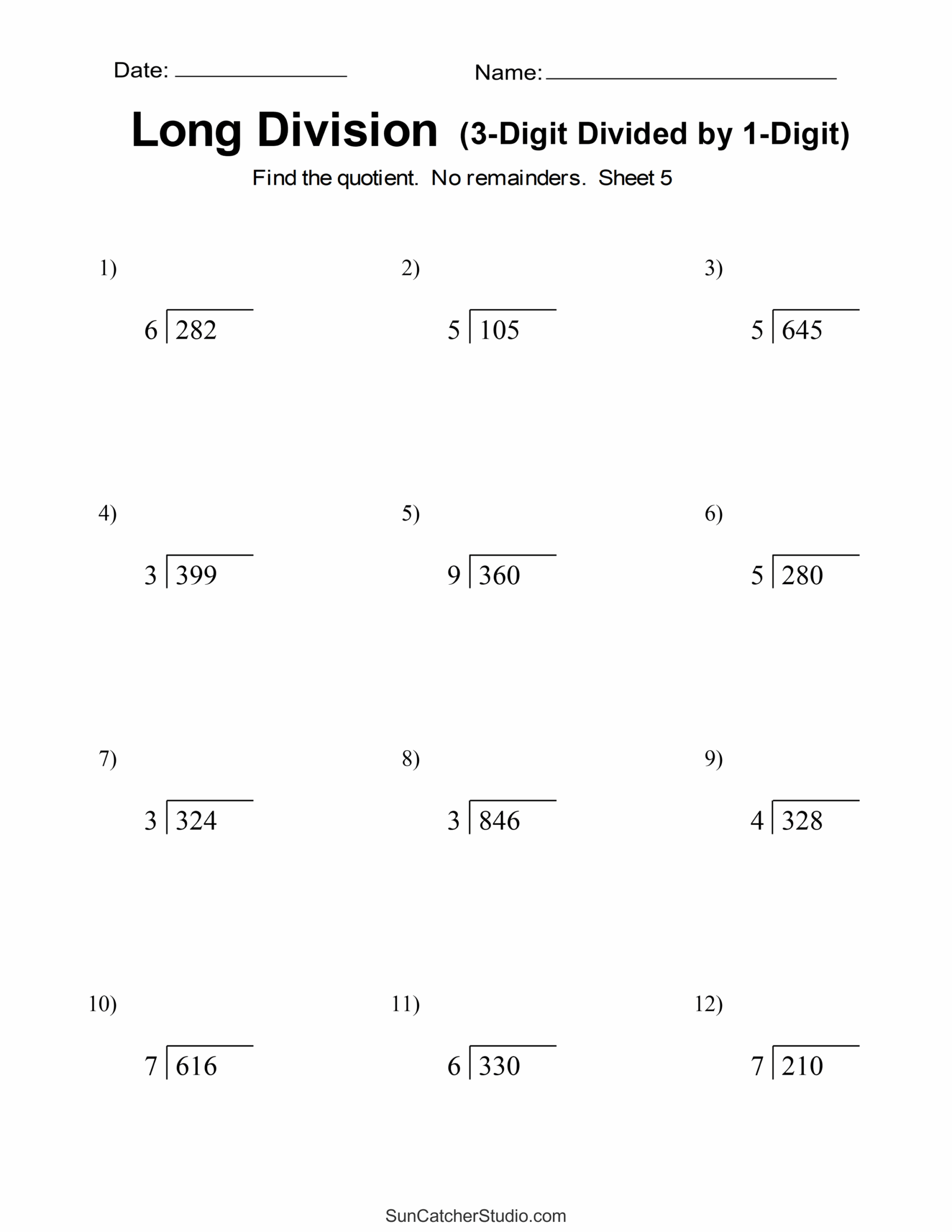 Printable Division Worksheets 4th Grade