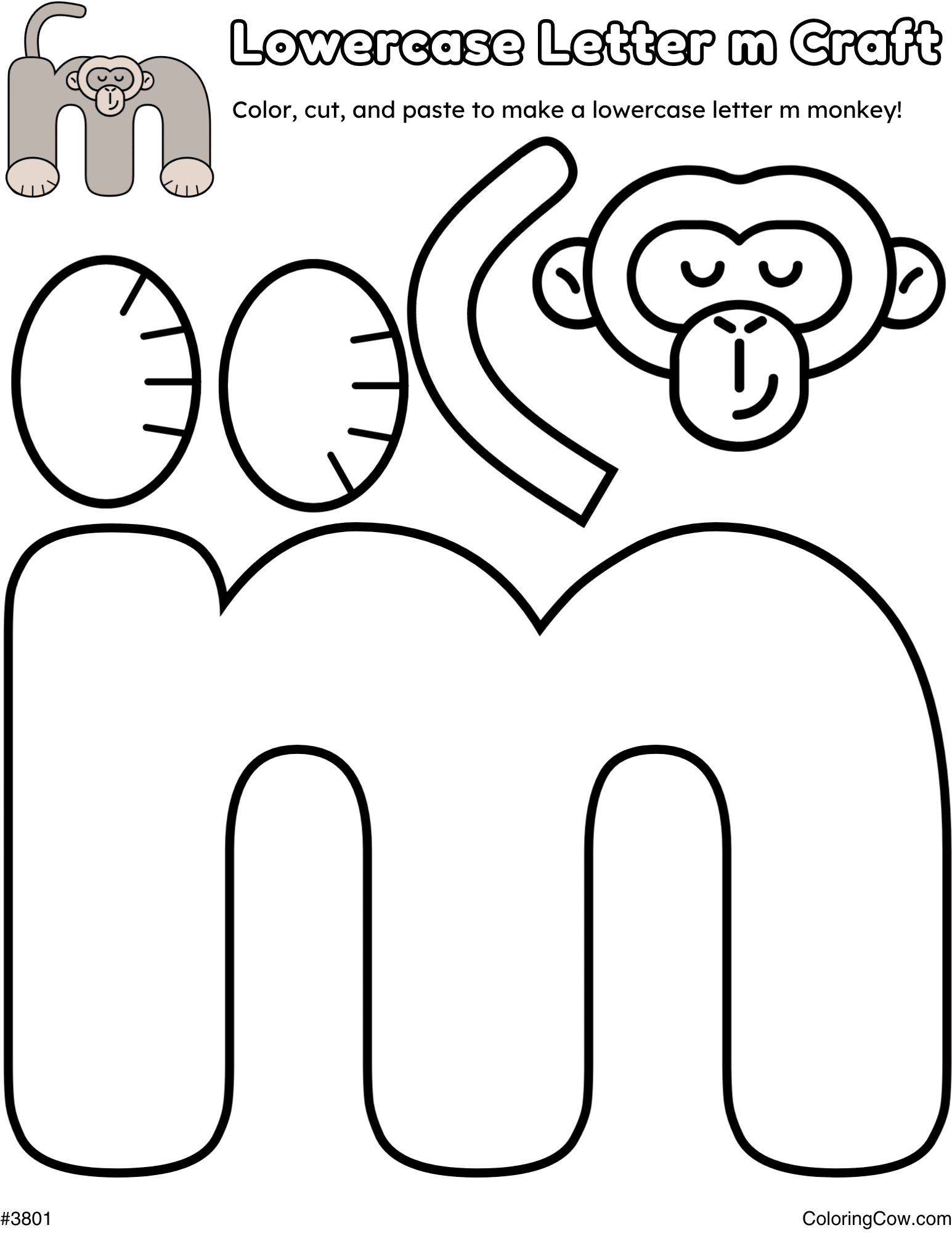 Lowercase Letter M Monkey Craft