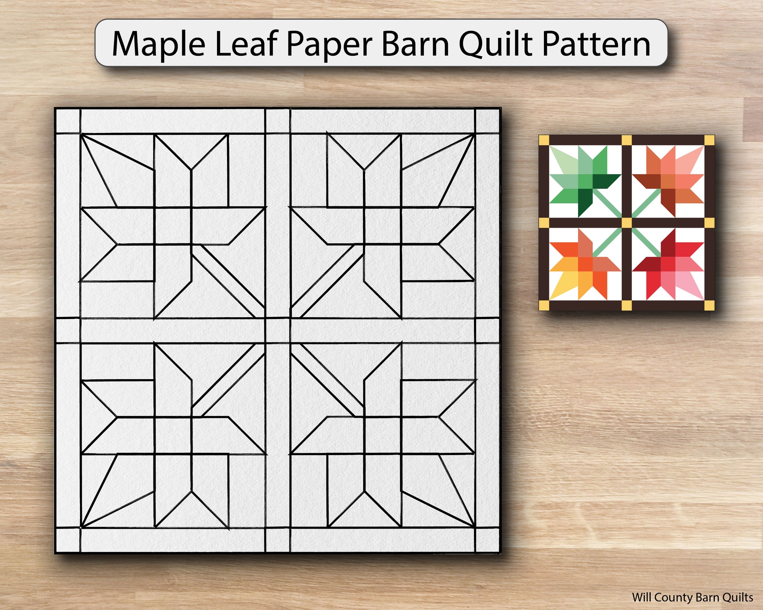 Maple Leaf Paper Barn Quilt Pattern Will County Barn Quilt Trail 