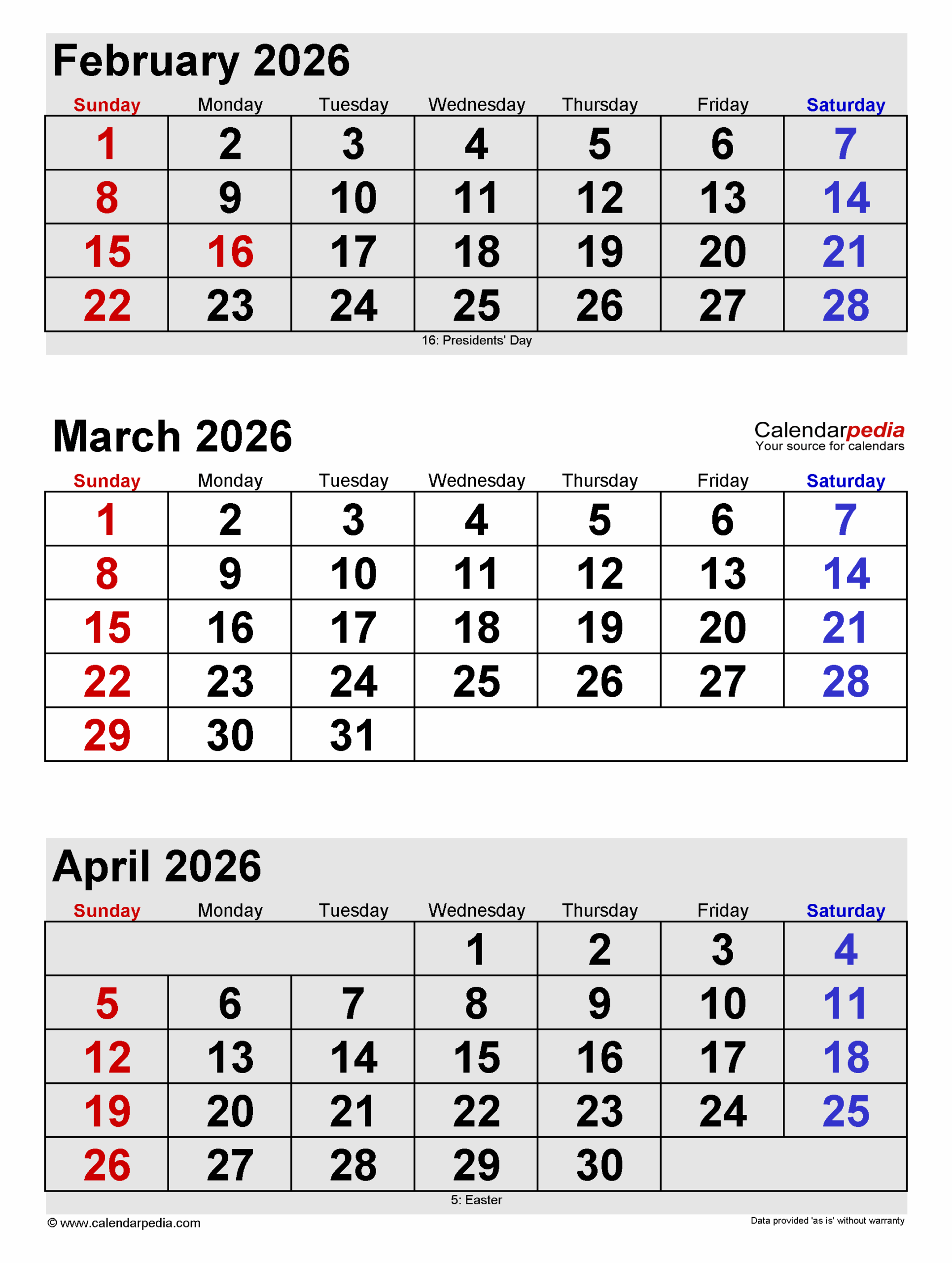 February And March 2026 Calendar Printable