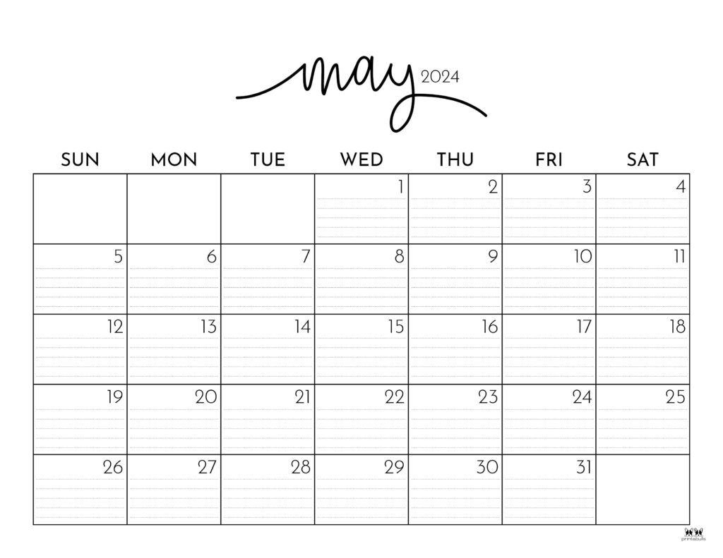 Free Printable Blank May Calendar