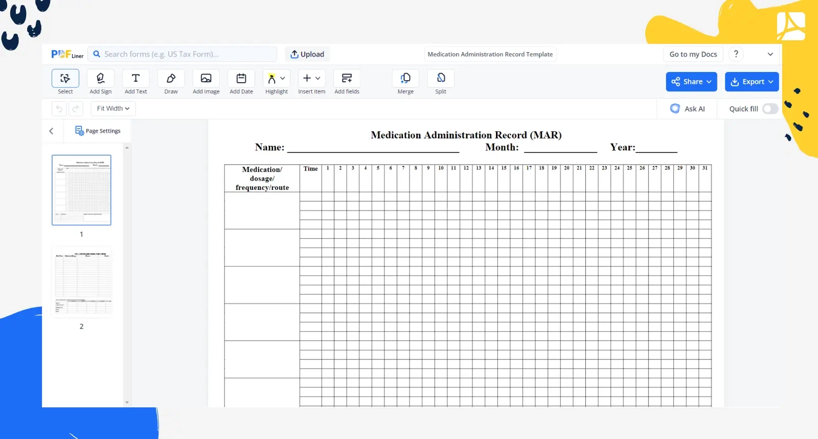 Free Printable Medication Administration Record Template