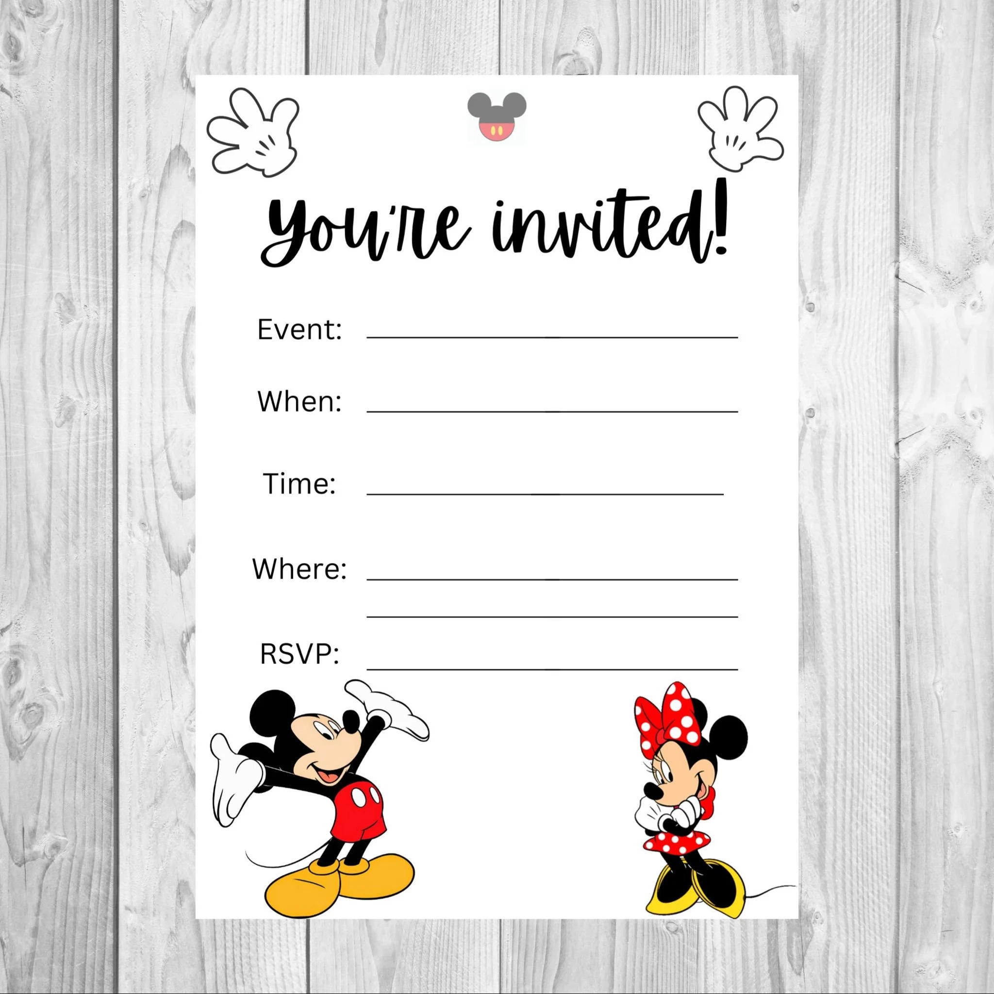Mickey And Minnie Birthday Invitation Editable Digital Template Perfect For Kids Parties Instant Download