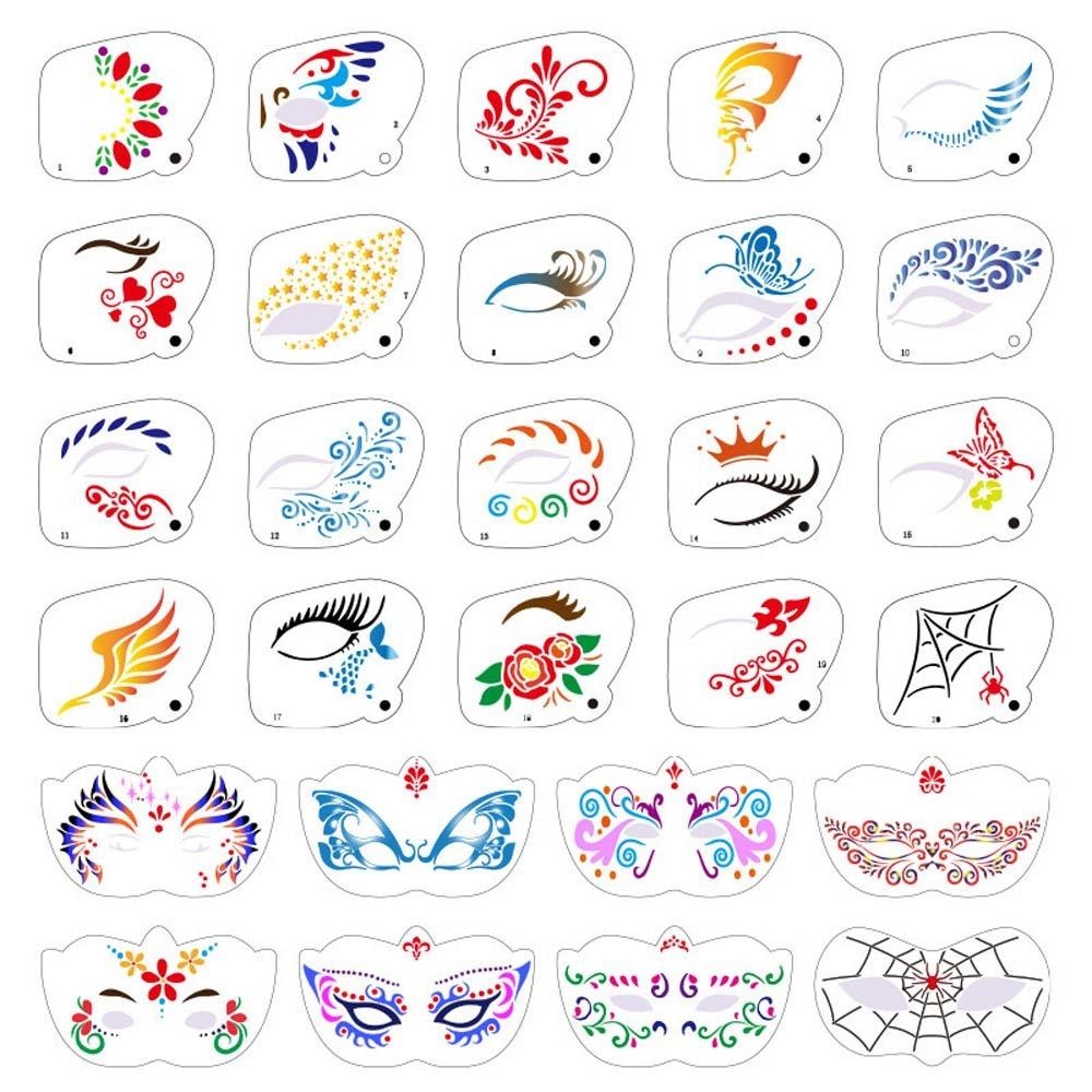 Multiple Pattern Face Paint Templates Hollowed DIY Makeup Tools 