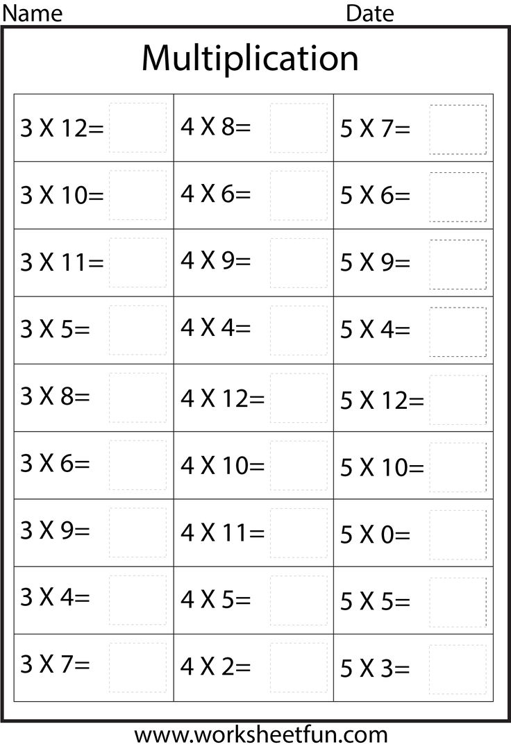 Multiplication Facts Worksheets Printable