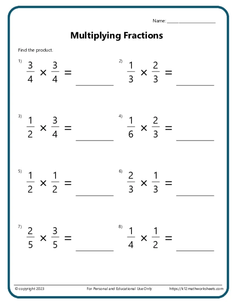 5th Grade Fraction Worksheets Printable