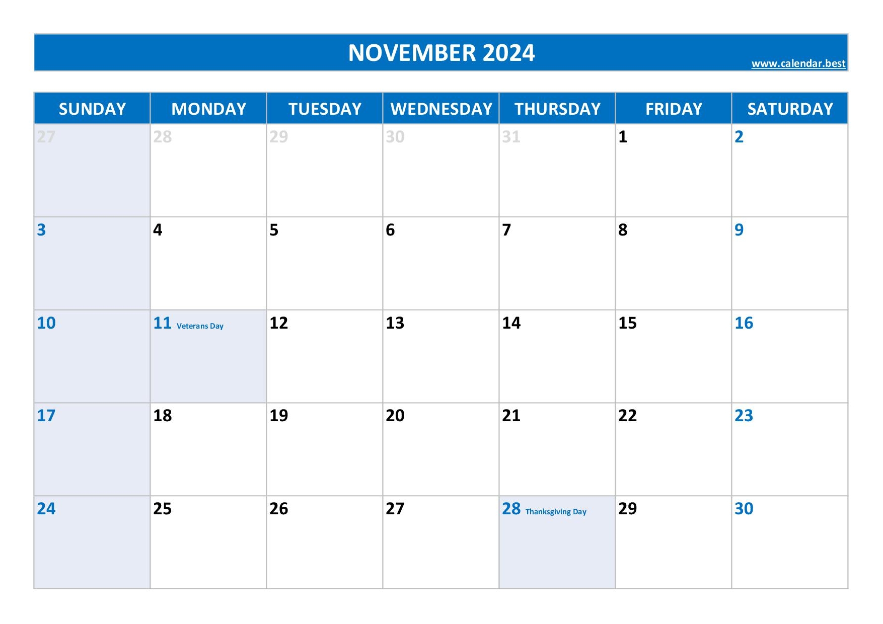 November 2024 Calendar Calendar best