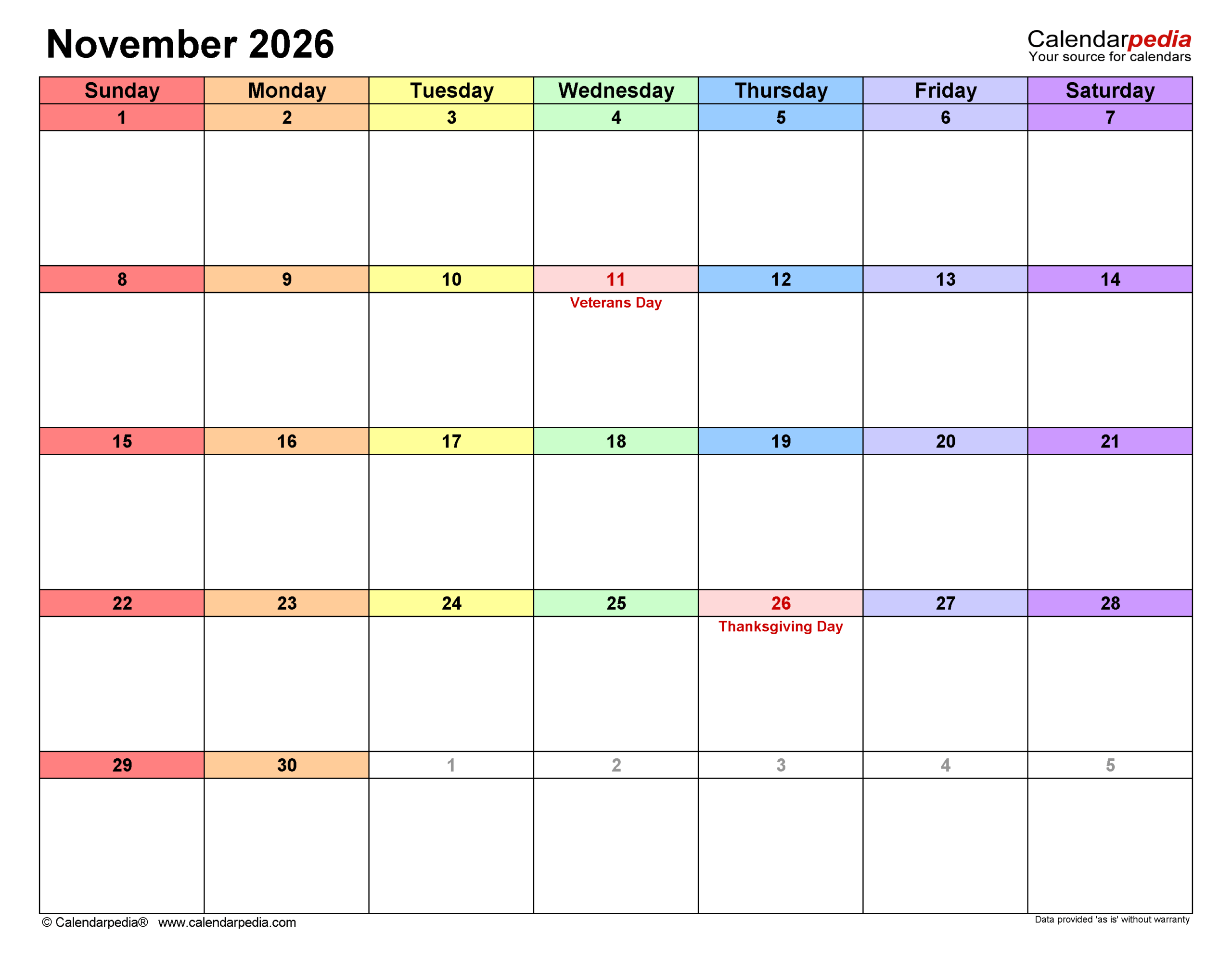 Astrology Calendar November 2026 Printable