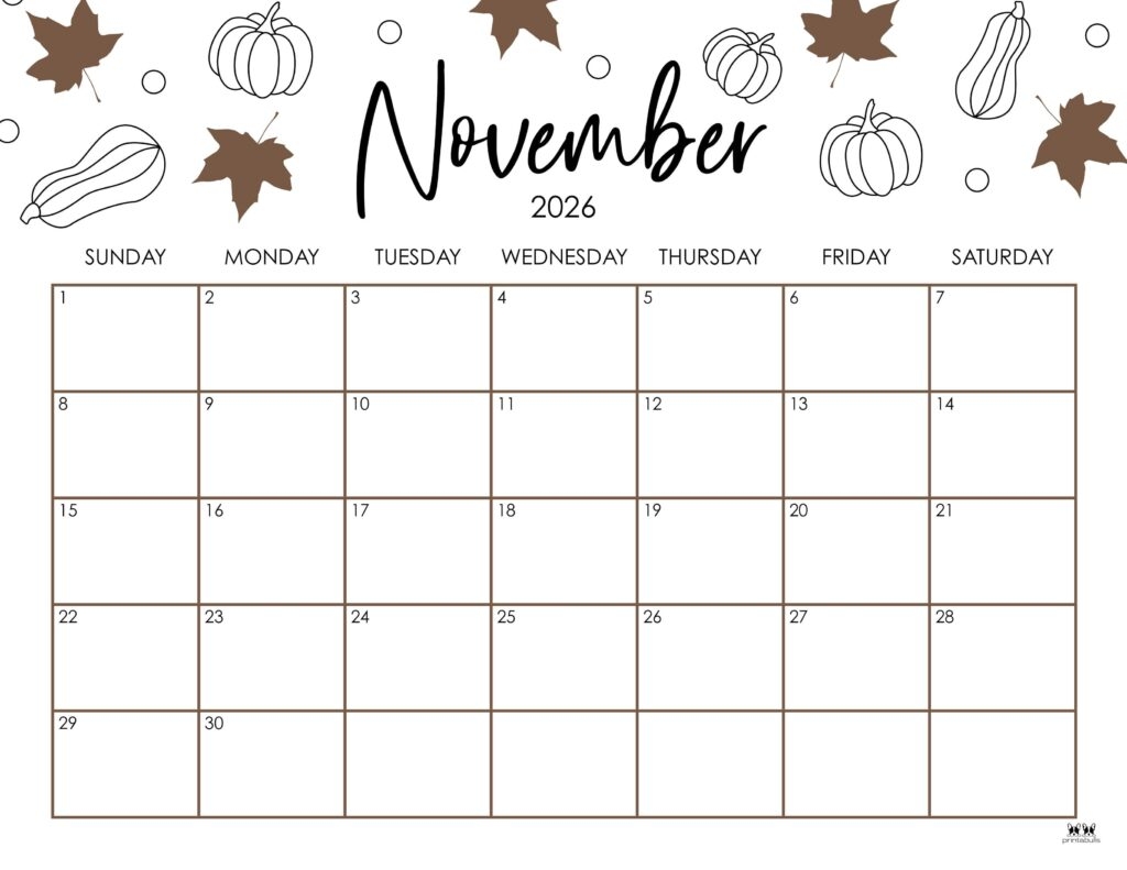 November December Calendar 2026 Printable