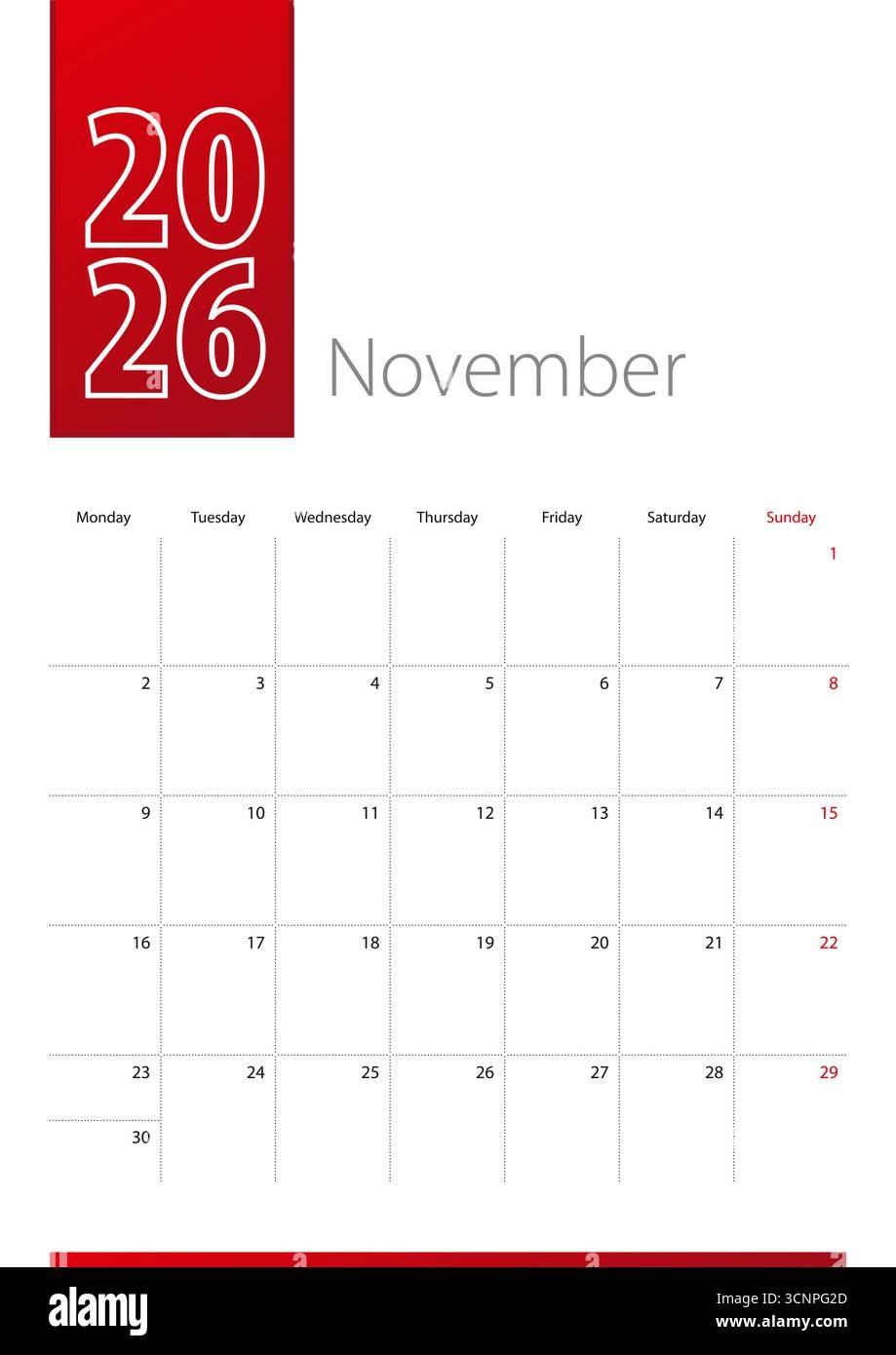 Printable November 2026 Calendar Decorative