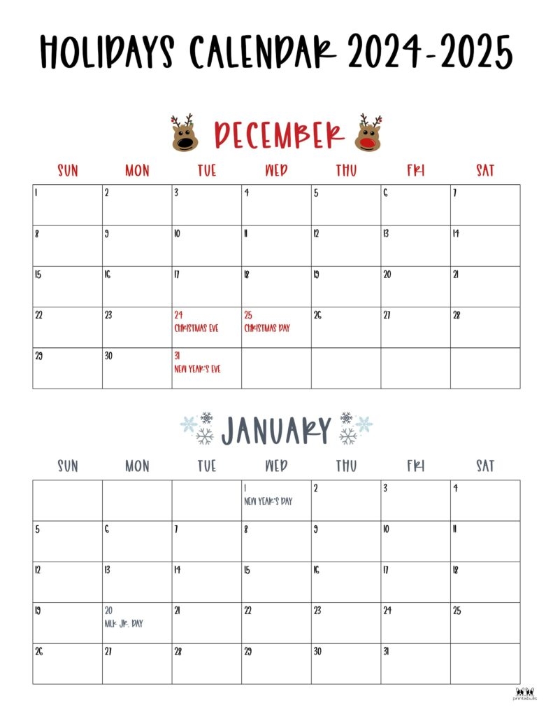November December 2024 Calendars 28 Printables Printabulls