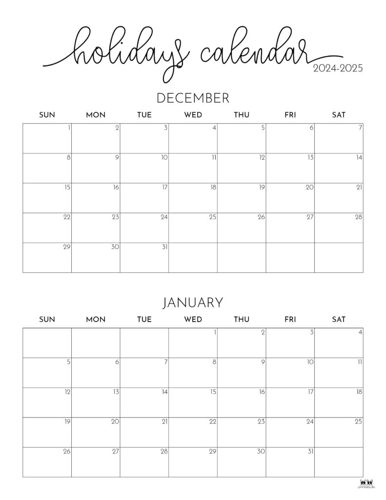 November December 2024 Calendars 28 Printables Printabulls