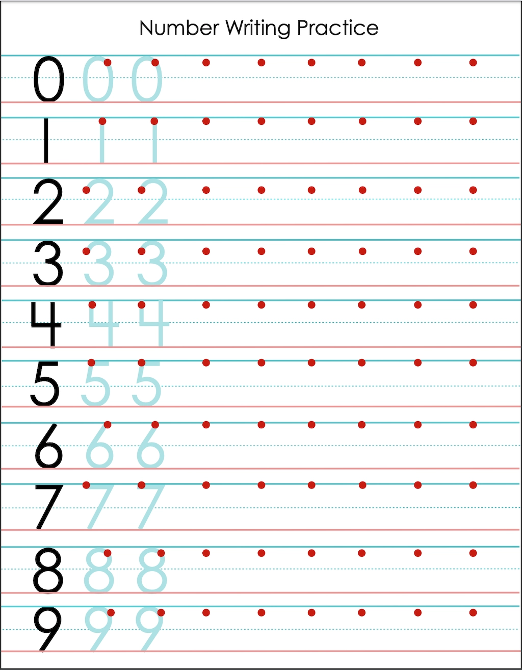 Number Writing Practice Sheet Free Printable Flanders Family 