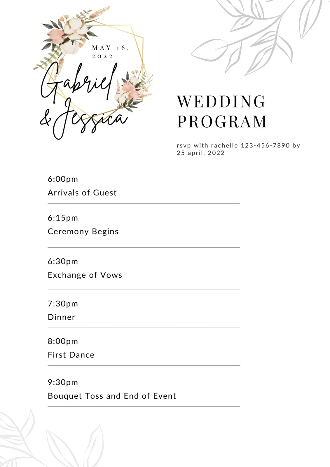 Free Printable Wedding Program Templates