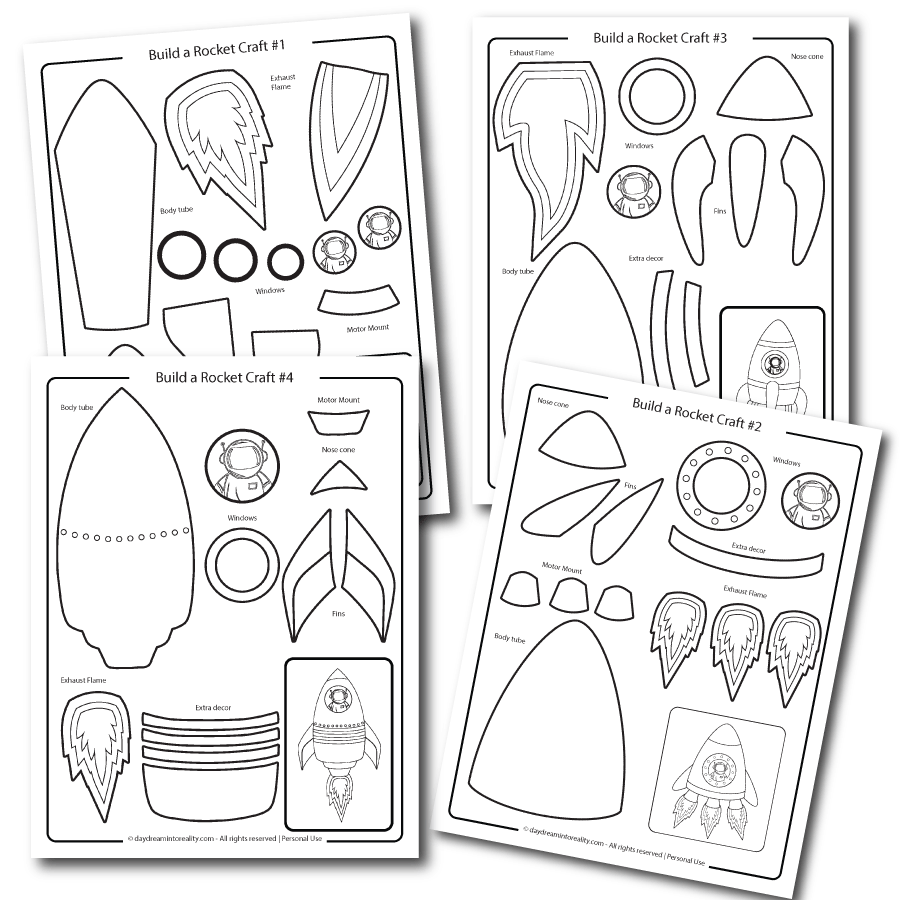 Paper Build A Rocket Craft For Kids FREE PDF Template 