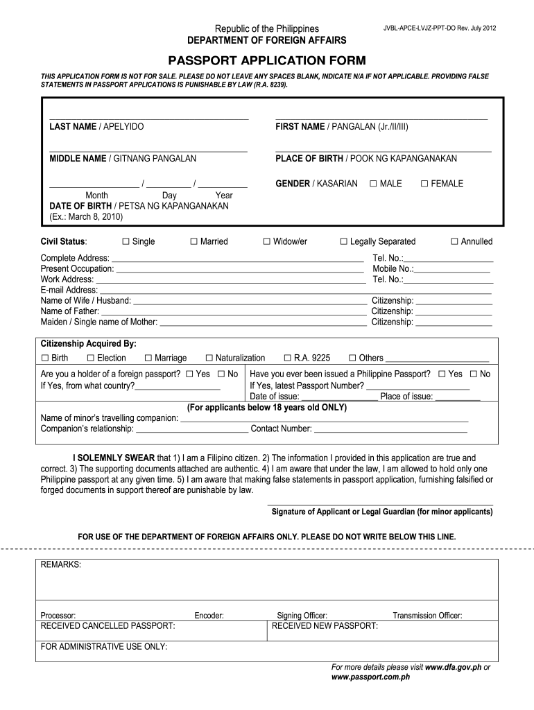 Printable Form To Renew Passport