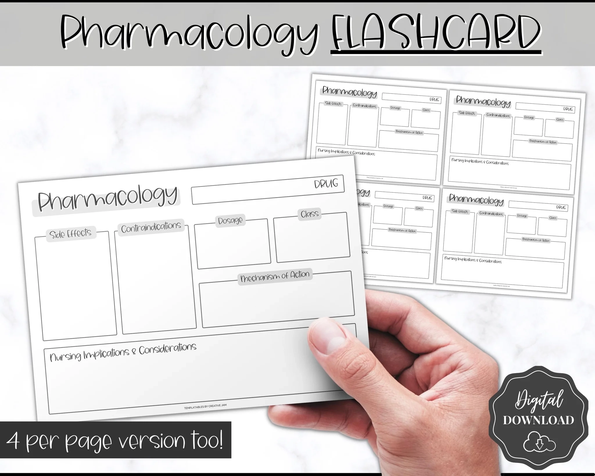Free Printable Pharmacology Drug Card Template