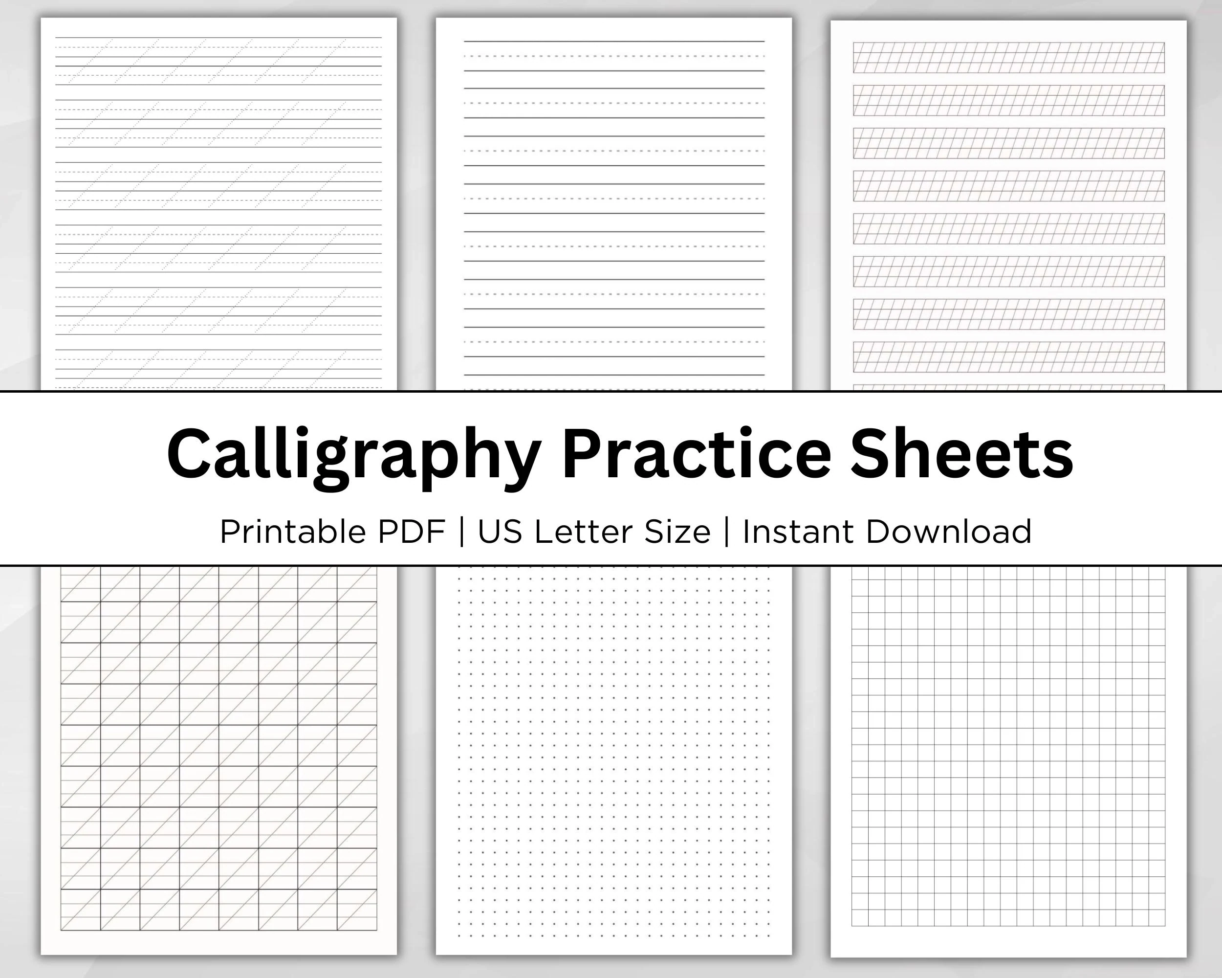 Printable Calligraphy Practice Sheets Templates Calligraphy 