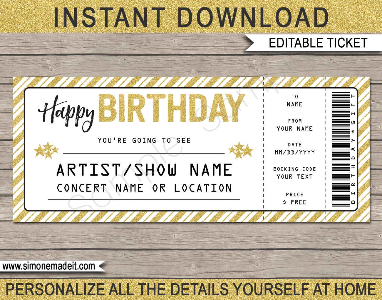 Concert Ticket Template Printable