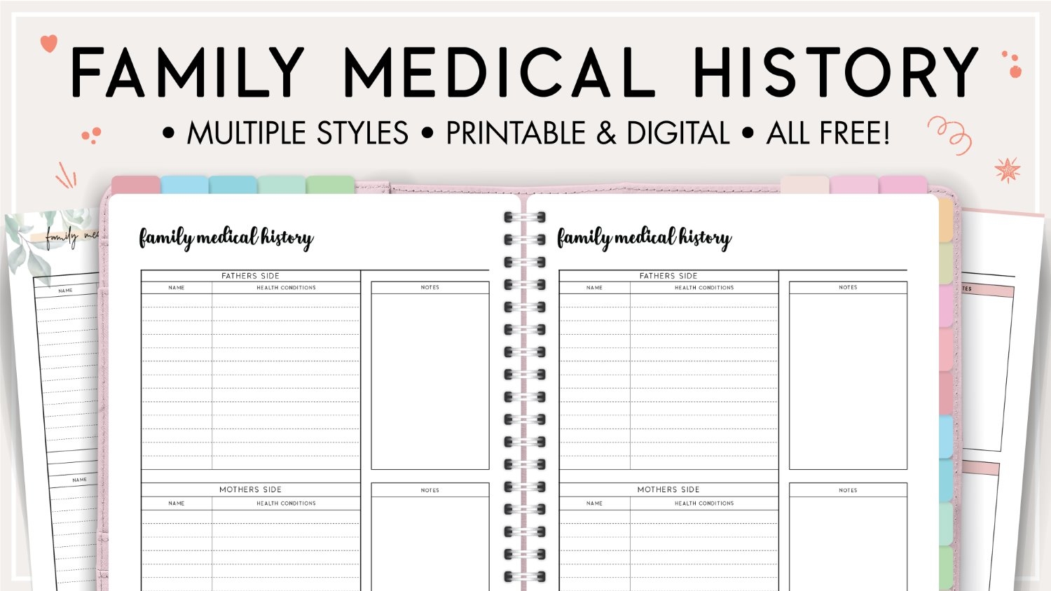 Printable Family Medical History Form Template