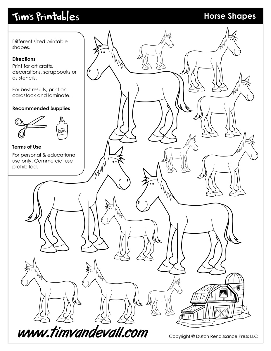 Printable Horse Templates Horse Shapes For Art Crafts