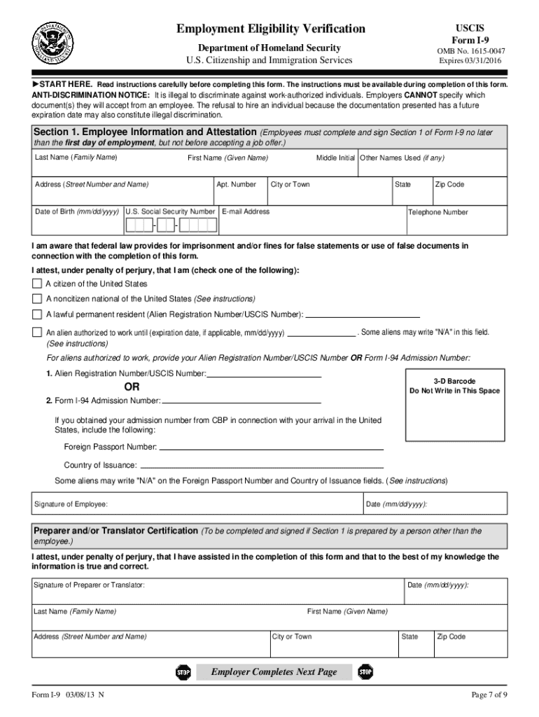 Irs Form I9 Spanish