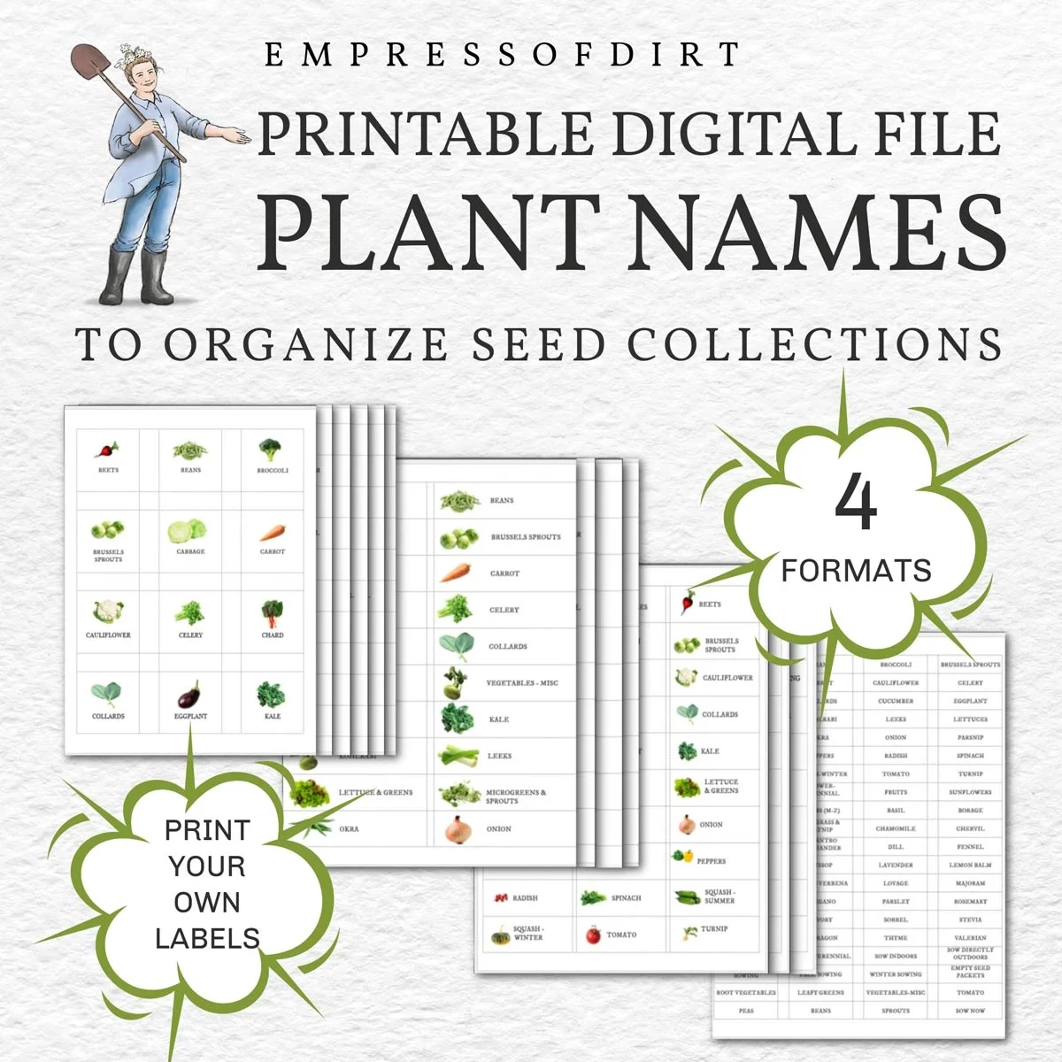 Printable Plant Name Label Files For Organizing Seeds amp More 