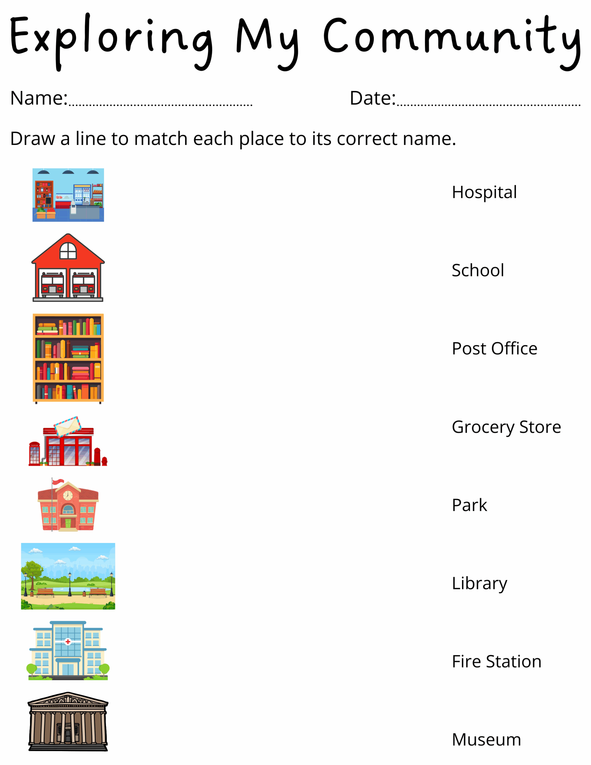 Printable Preschool Places In The Community Worksheets For 