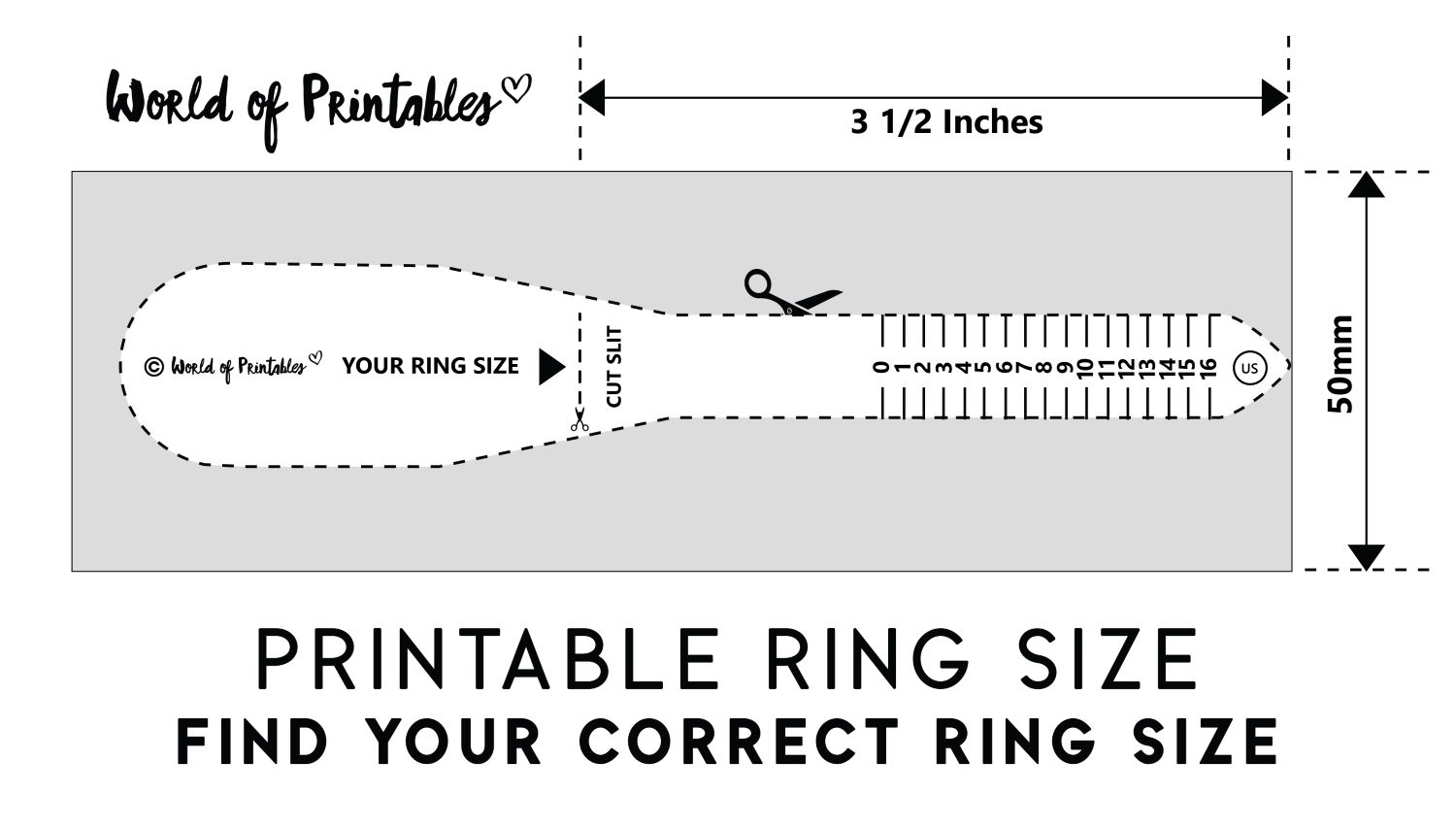 Ring Size Template Printable