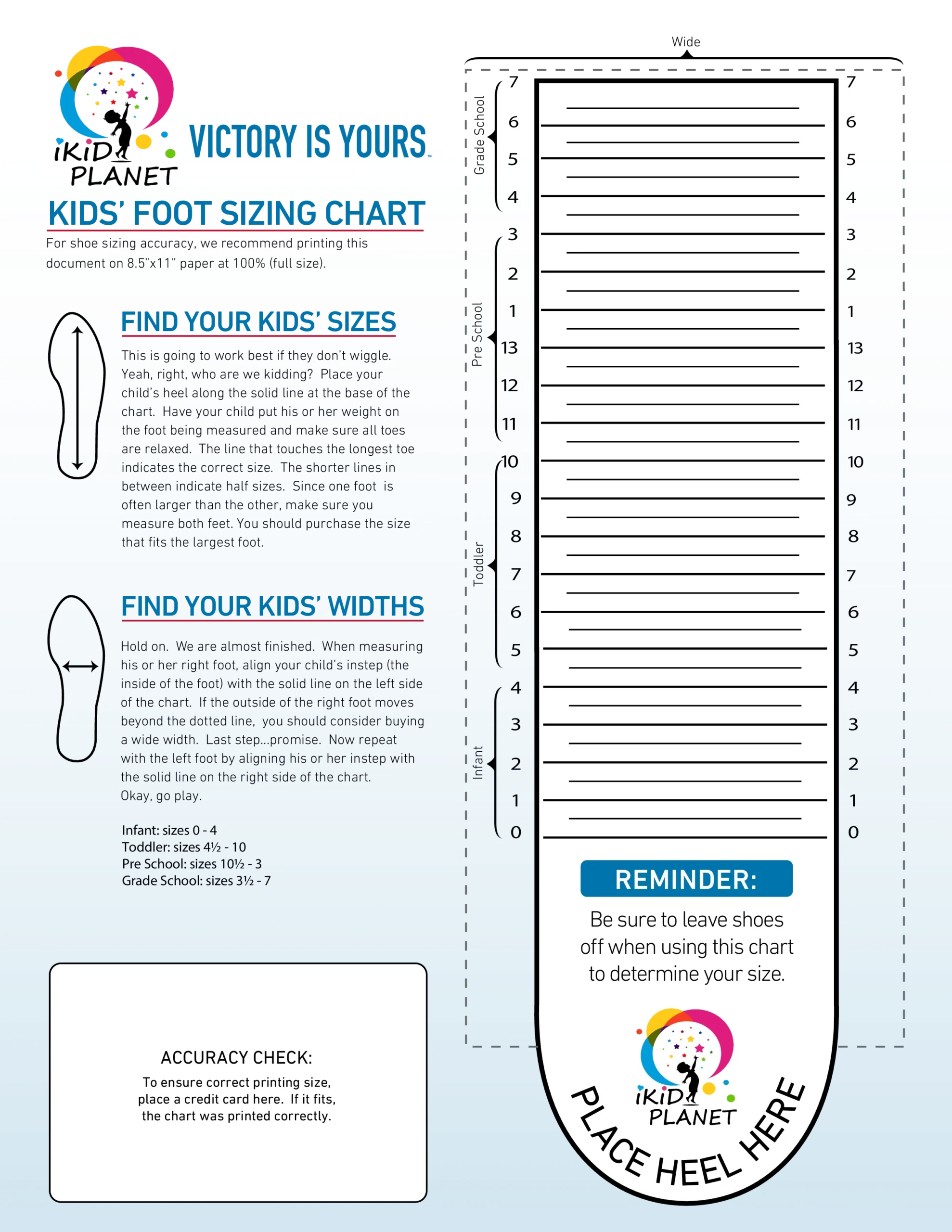 Printable Shoe Size Chart Kids Shoes In Canada amp USA IKid Planet