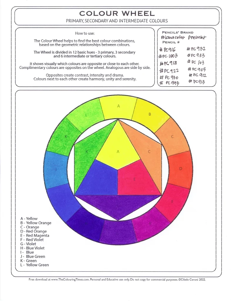 Printable The Colour Wheel The Colouring Times