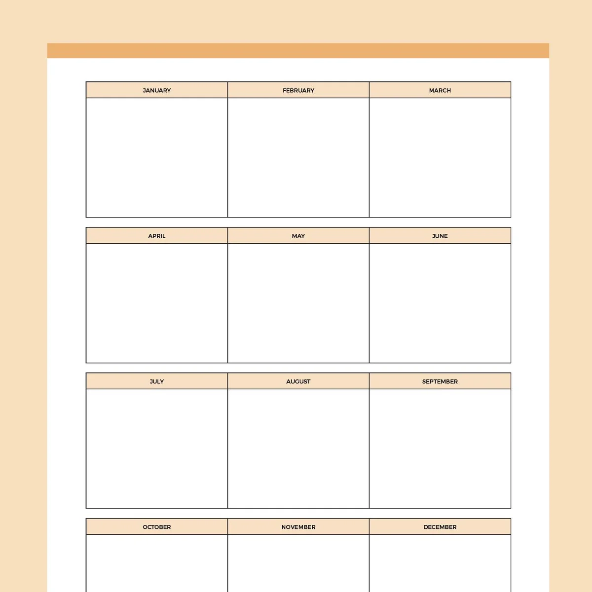 Blank Yearly Calendar Printable