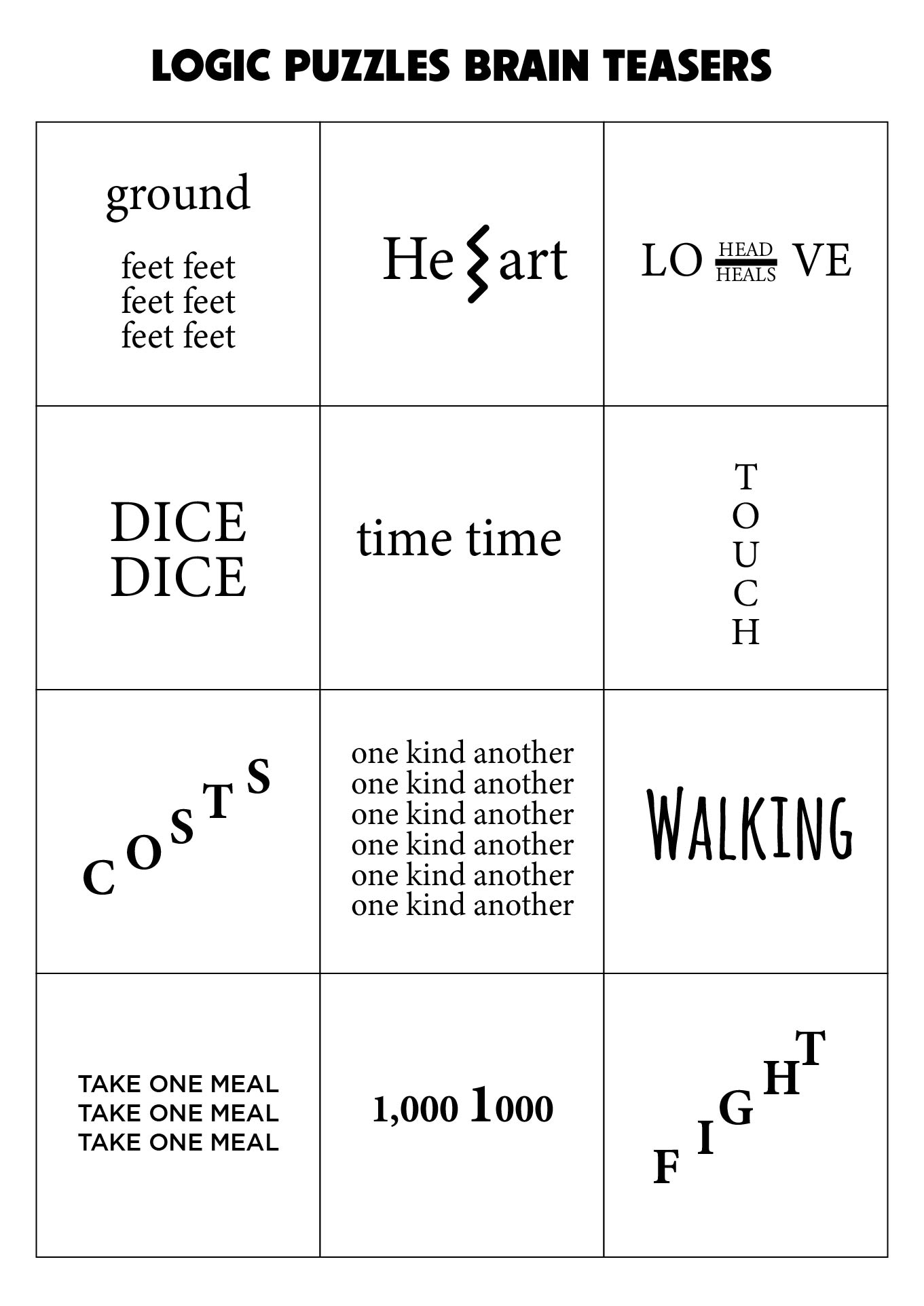 Free Printable Brain Teaser Puzzles