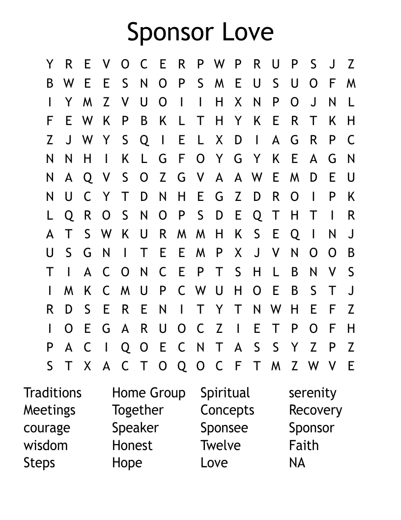 Recovery Word Search Puzzles Printable Pdf