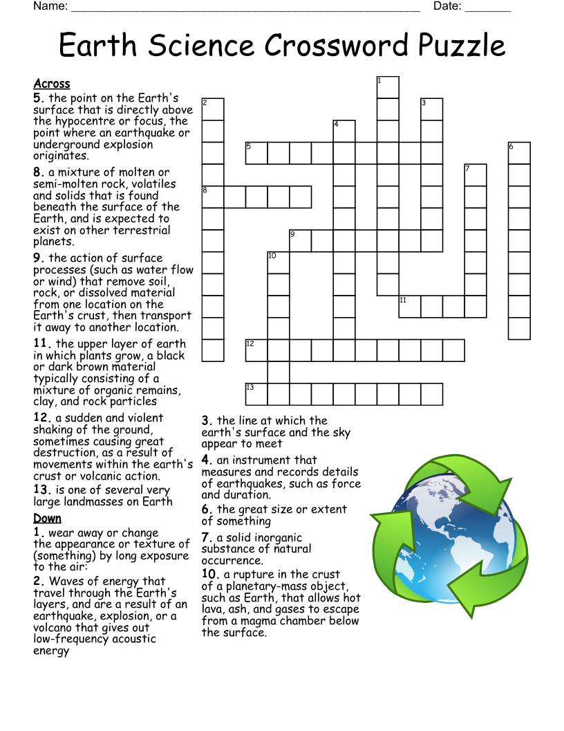 Printable Crossword Puzzles Science
