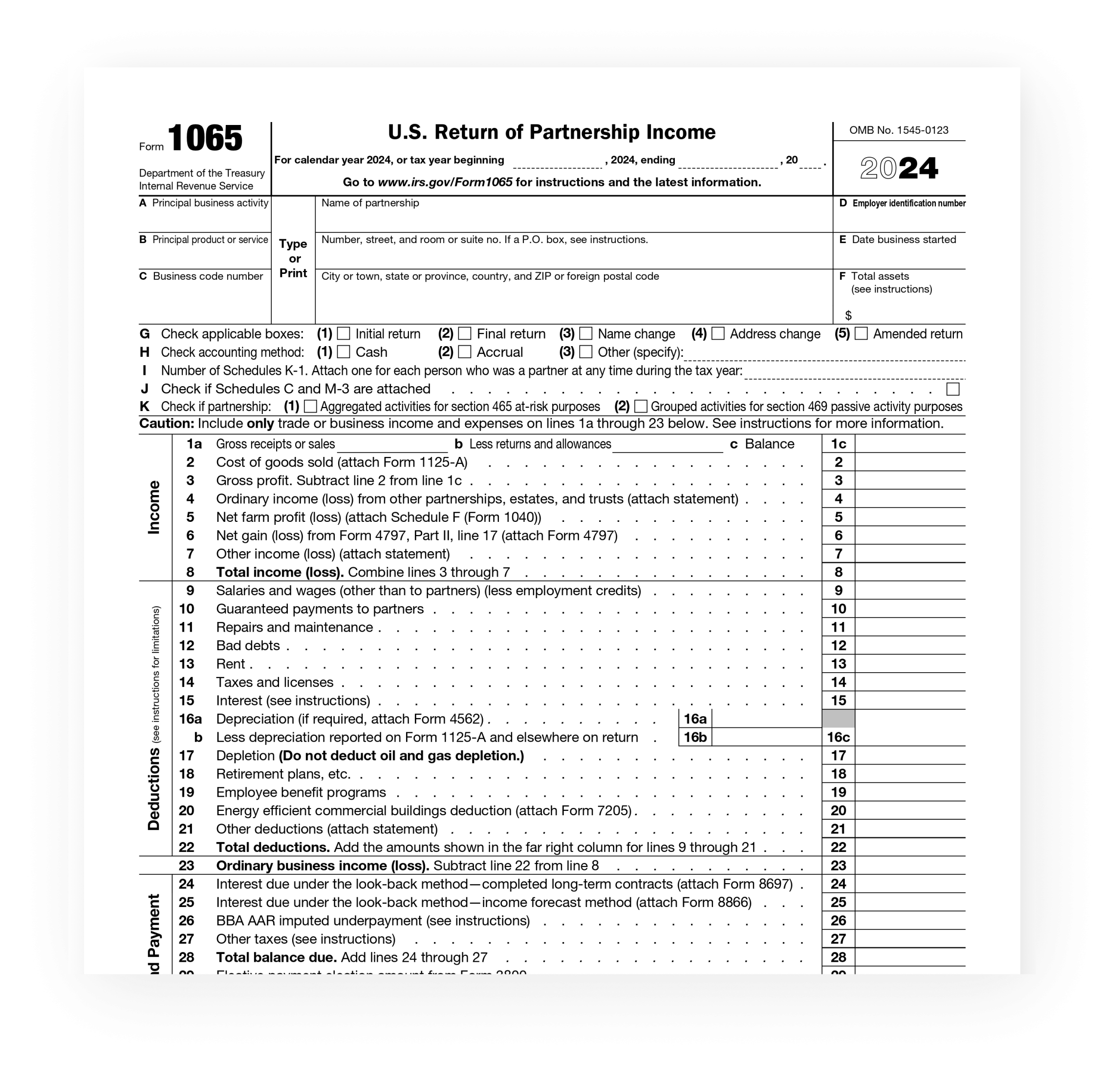 So F llen Sie Das IRS Formular 1065 2024 amp 2025 Als PDF Aus